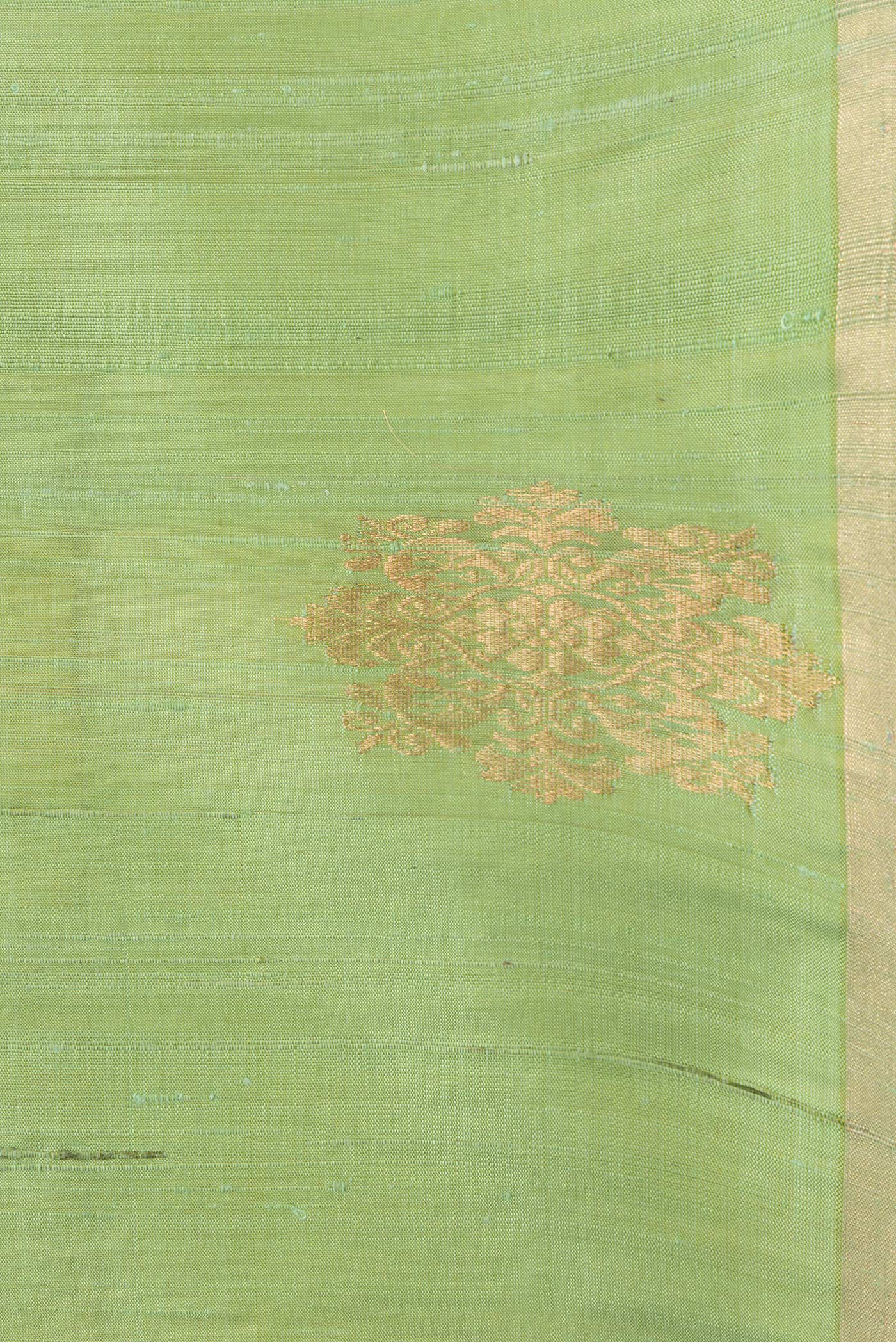Pista Green Raw Silk Saree - Image 3