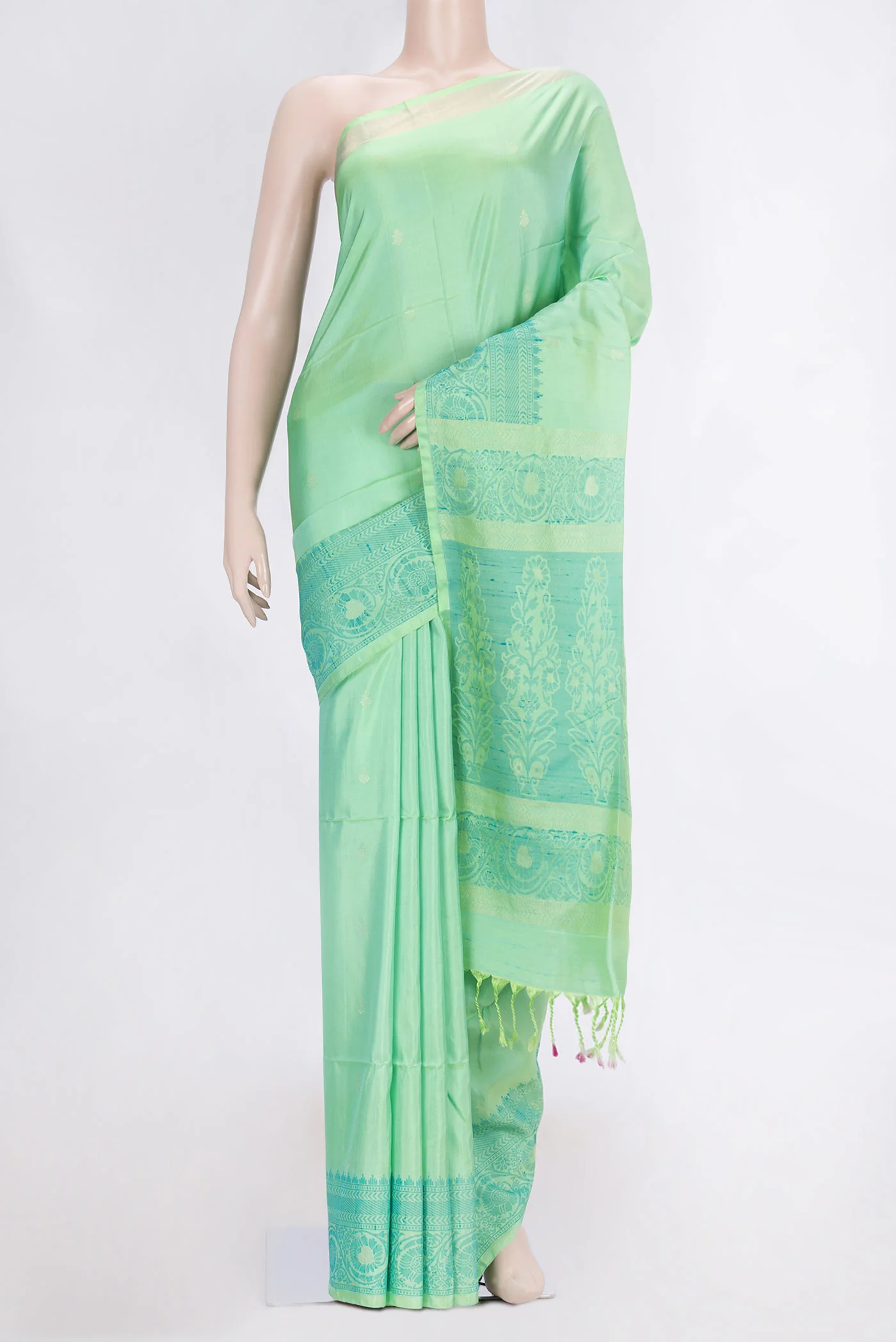 Light Green Dual Tone Soft Silk Saree