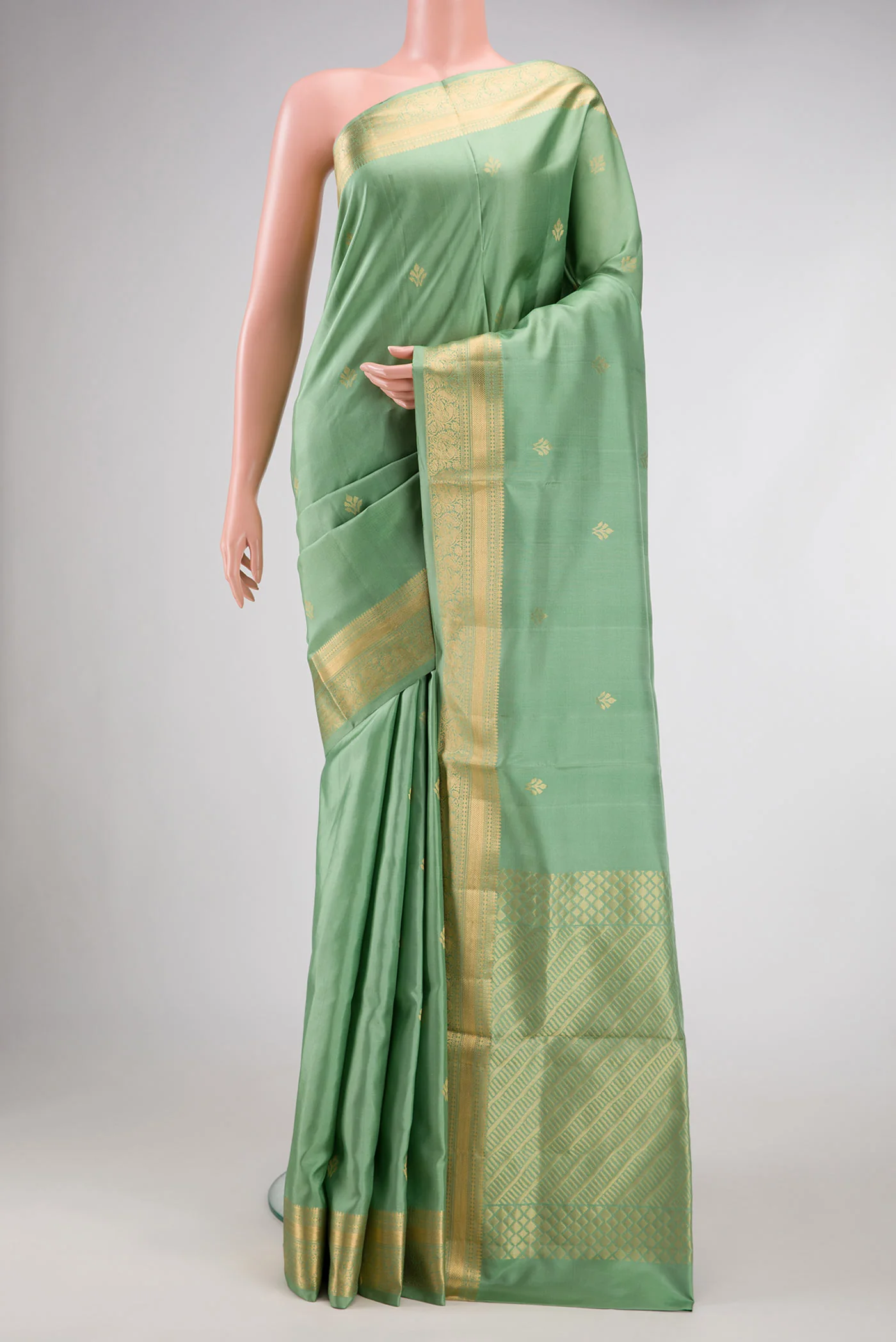 Sage Green Soft Silk Saree