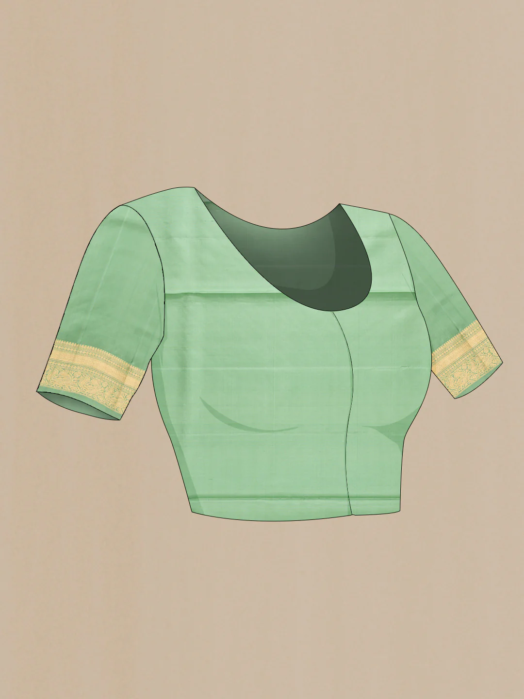 Sage Green Soft Silk Saree - Image 5