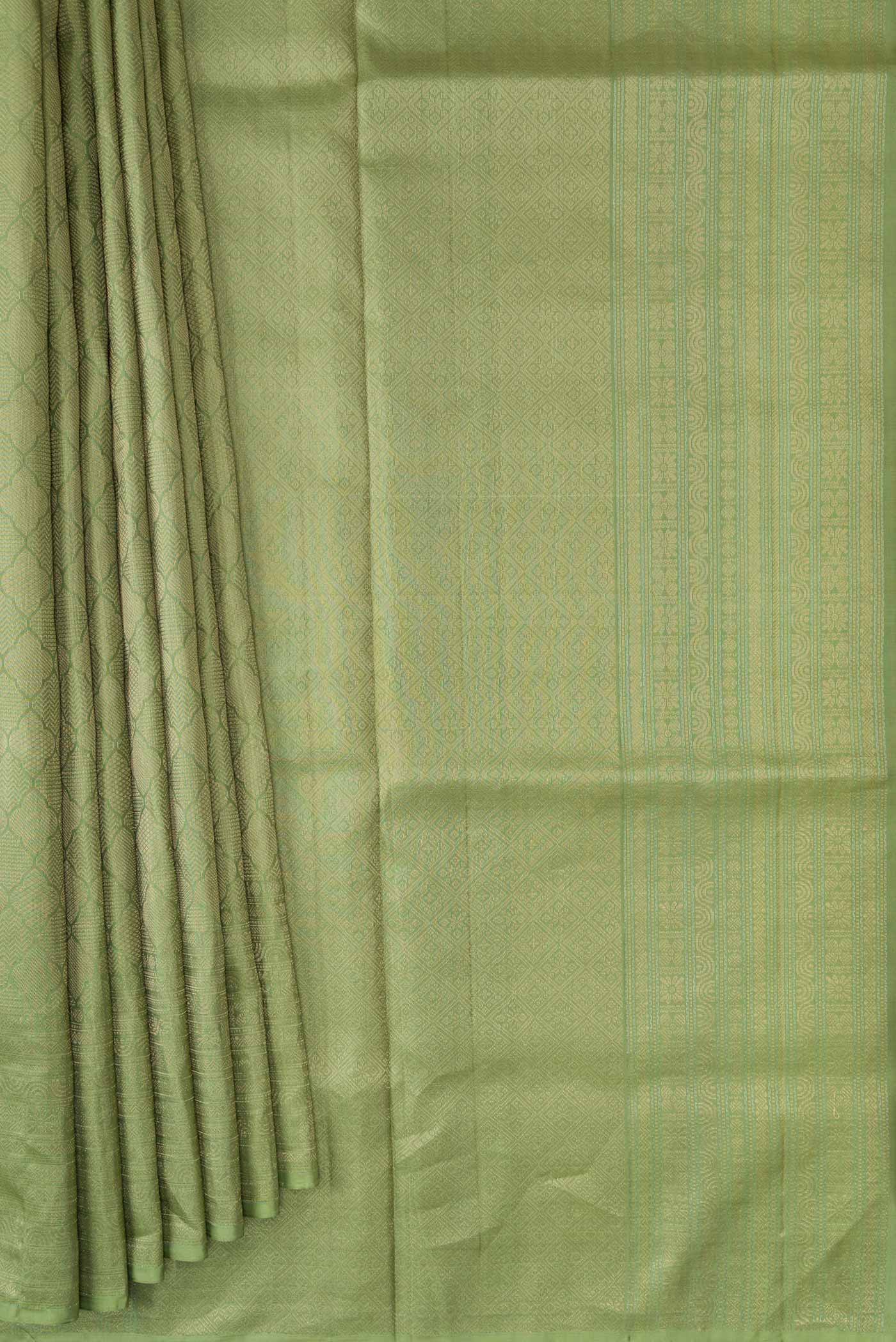 Sage Green Soft Silk Saree - Image 4