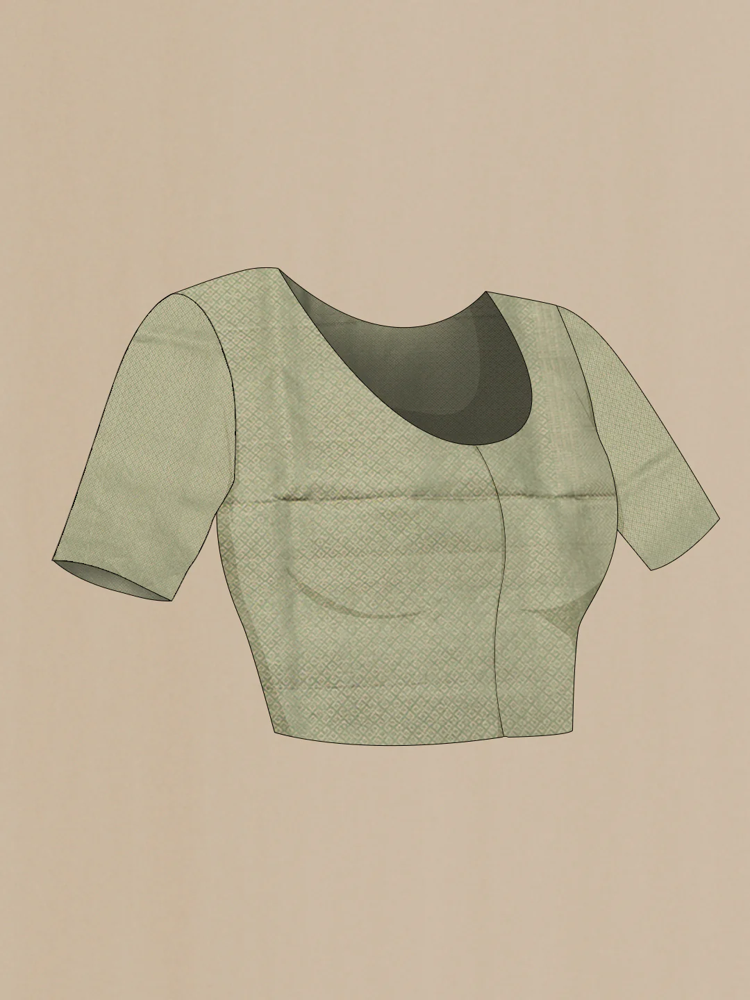 Sage Green Soft Silk Saree - Image 5