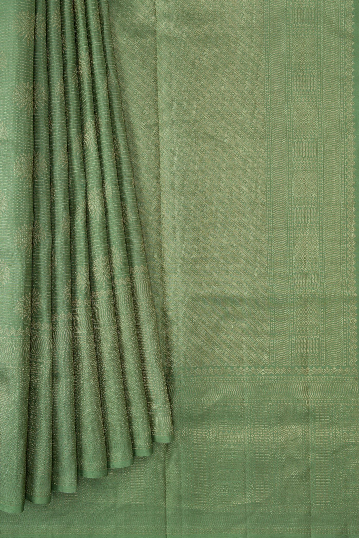 Sage Green Soft Silk Saree - Image 4