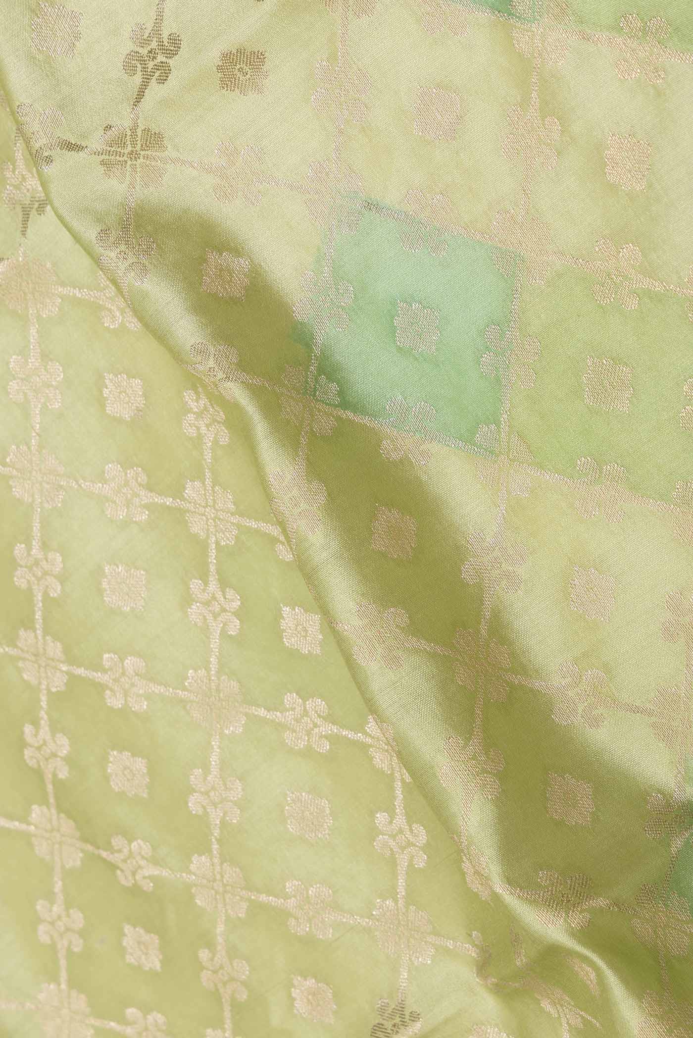 Pista Green Banarasi Raw Silk Saree - Image 2