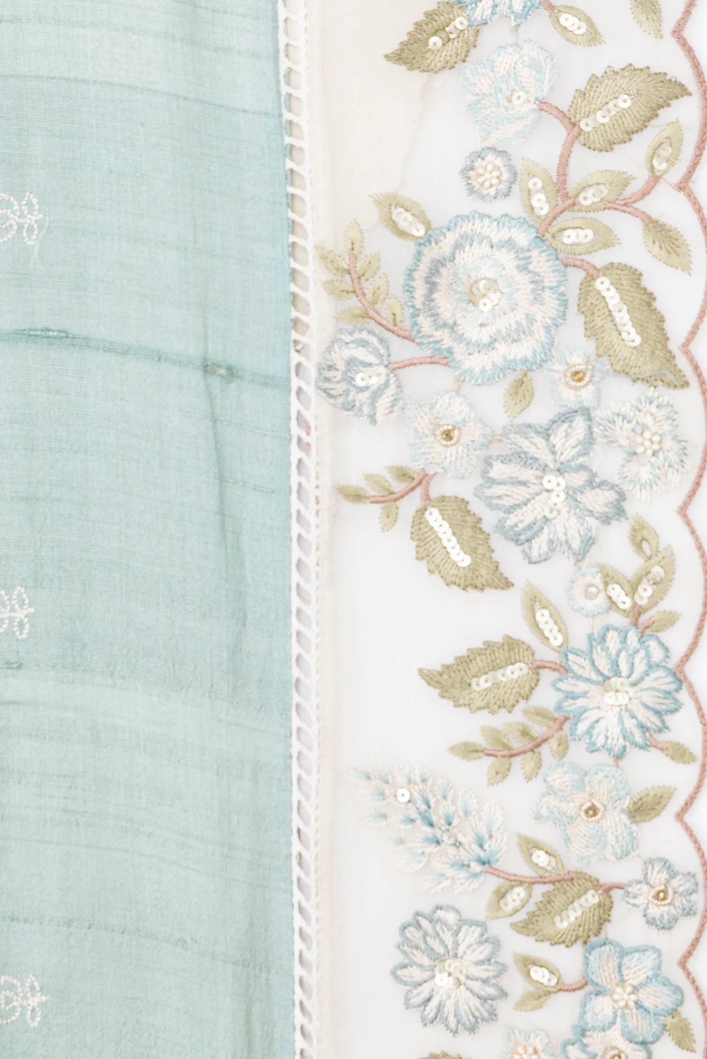 Light Blue Tussar Silk Saree - Image 3