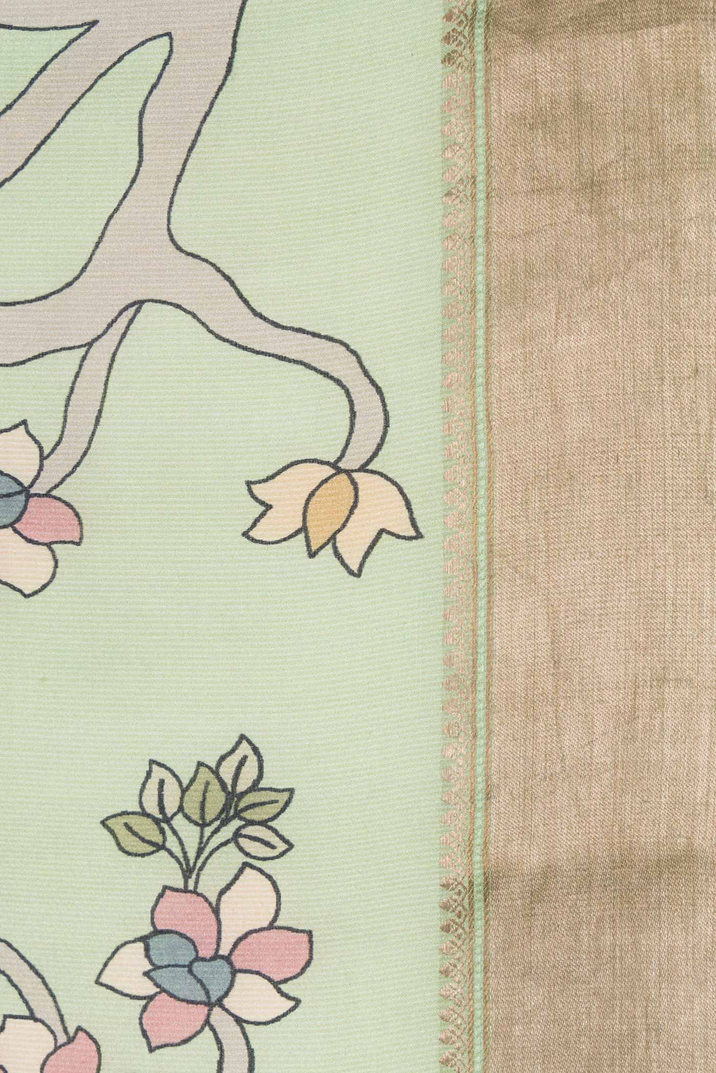 Pista Green Dual Tone Tussar Silk Saree - Image 3