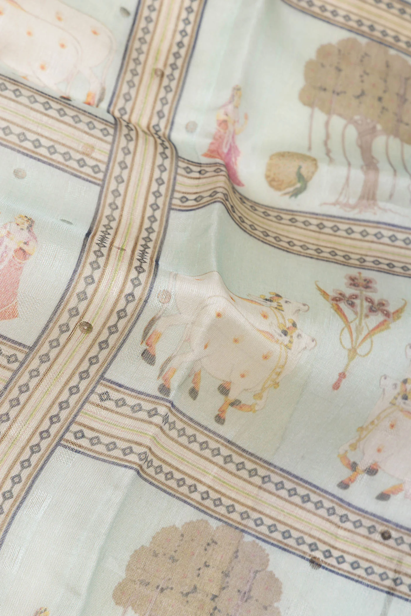 Light Blue Tussar Silk Saree - Image 2