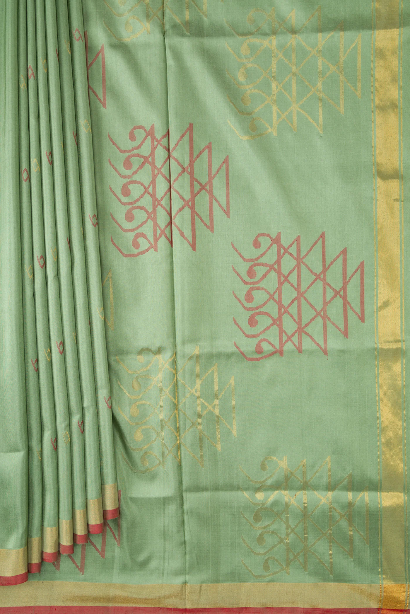 Sage Green Dual Tone Uppada Silk Saree - Image 4