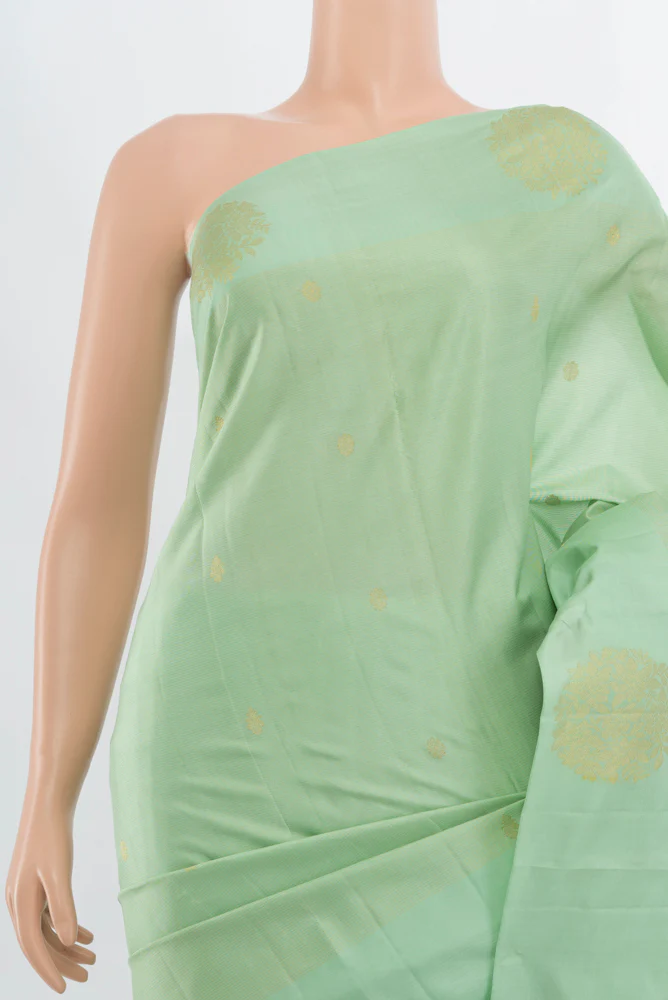 Mint Green Kanchipuram Silk Saree - Image 2