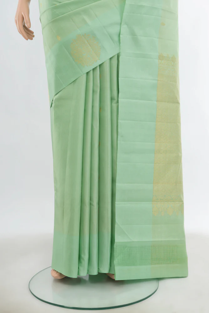 Mint Green Kanchipuram Silk Saree - Image 3