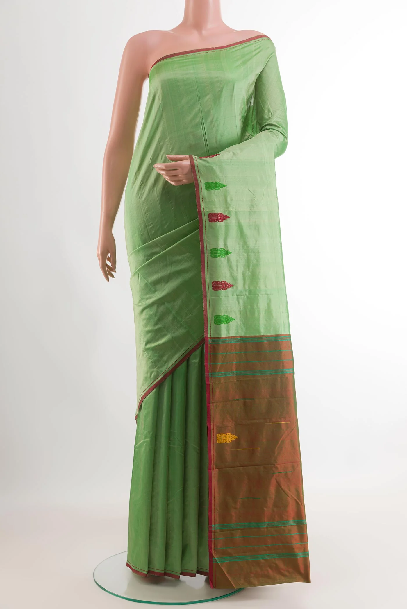 Pista Green Kanchipuram Silk Saree