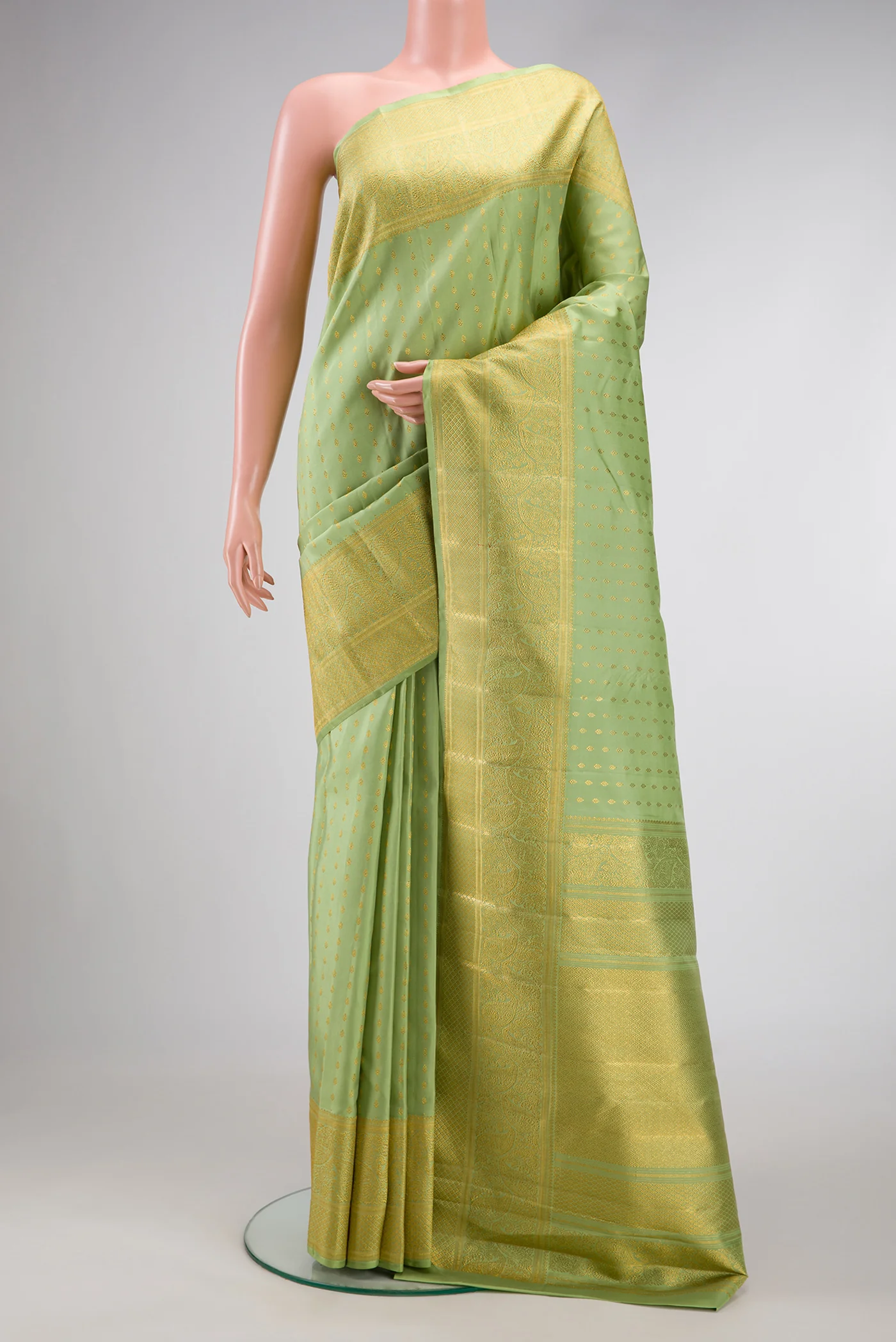 Pista Green Kanjivaram Silk Saree