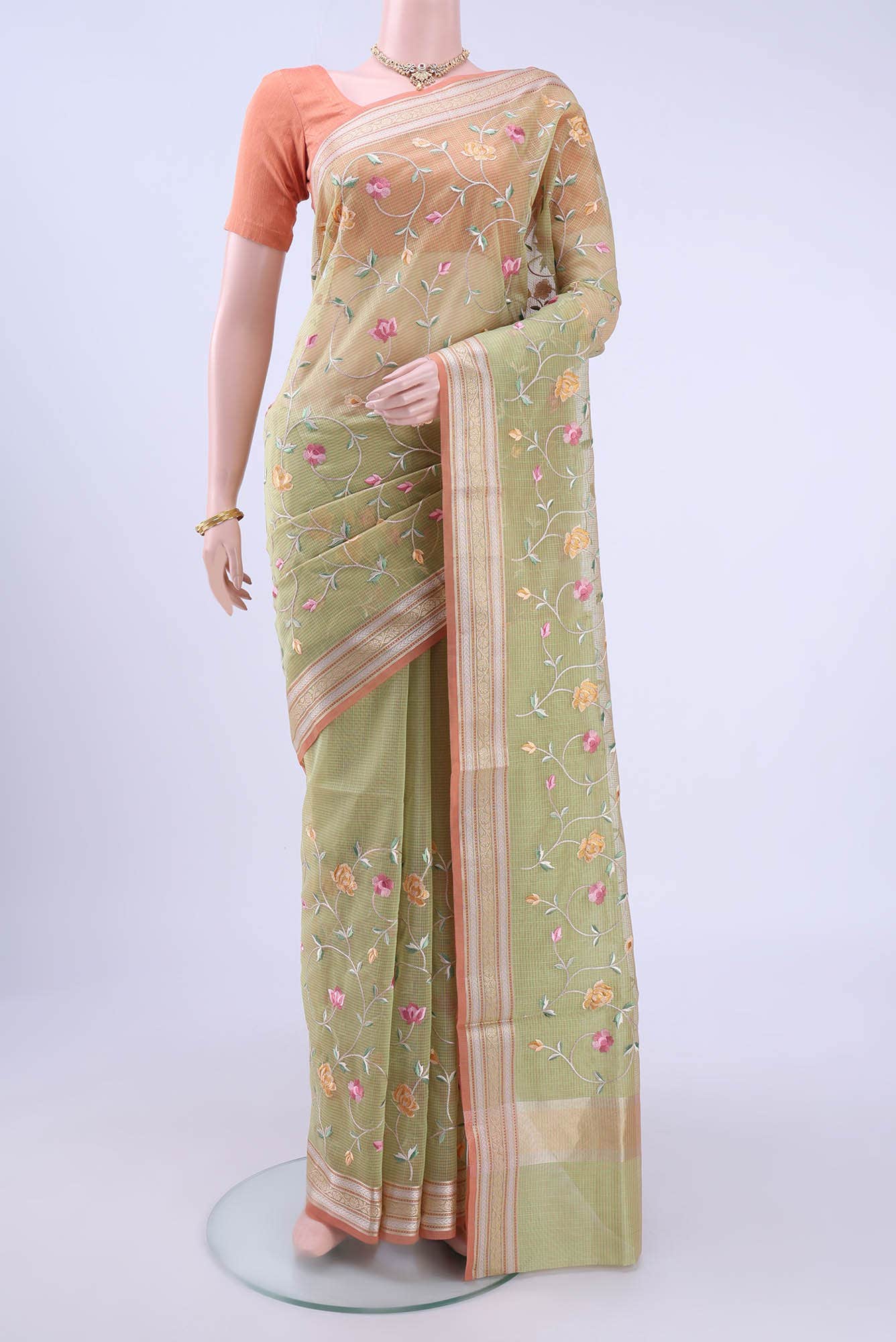 Pista Green Kota Cotton Saree