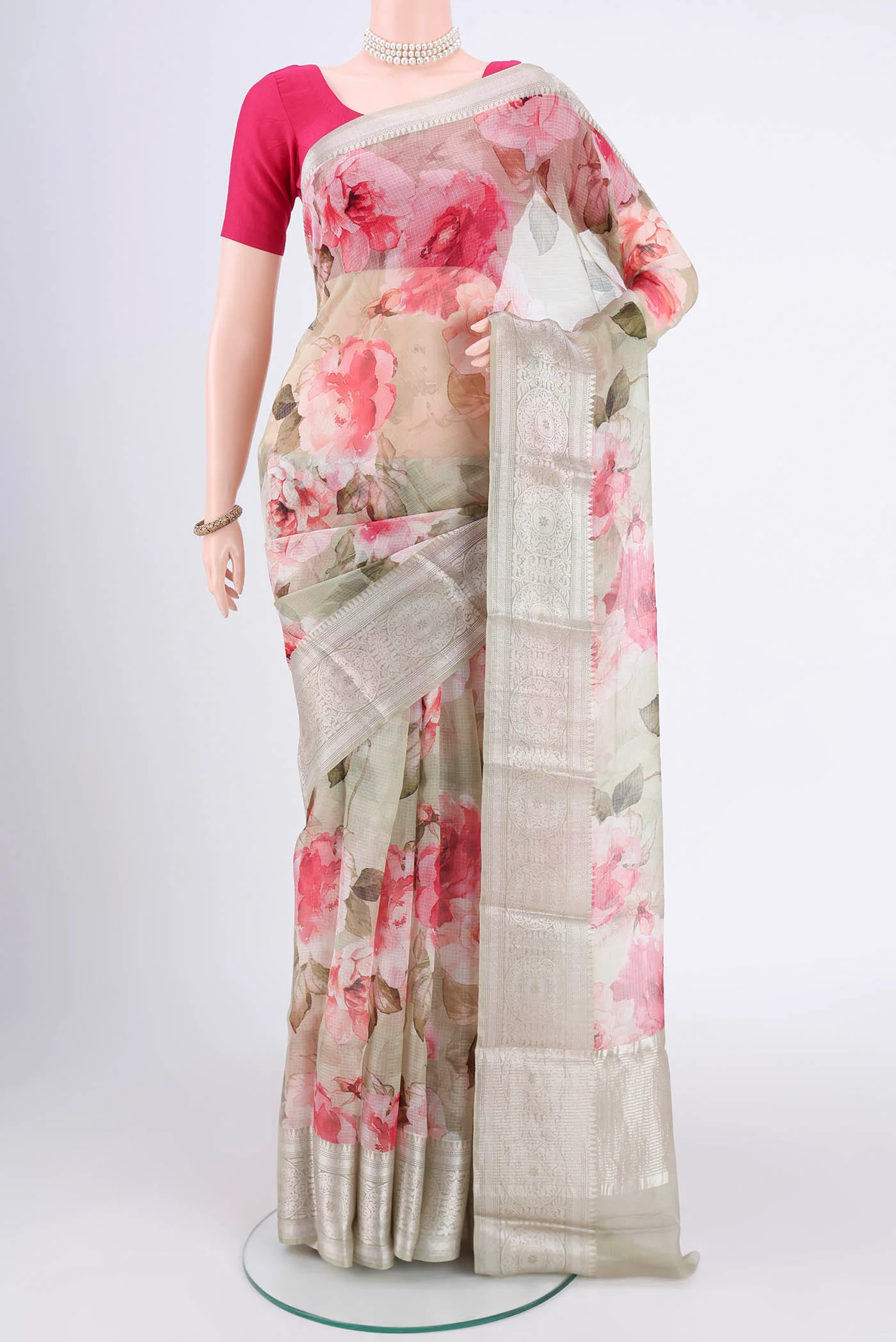 Pista Green Kota Silk Saree