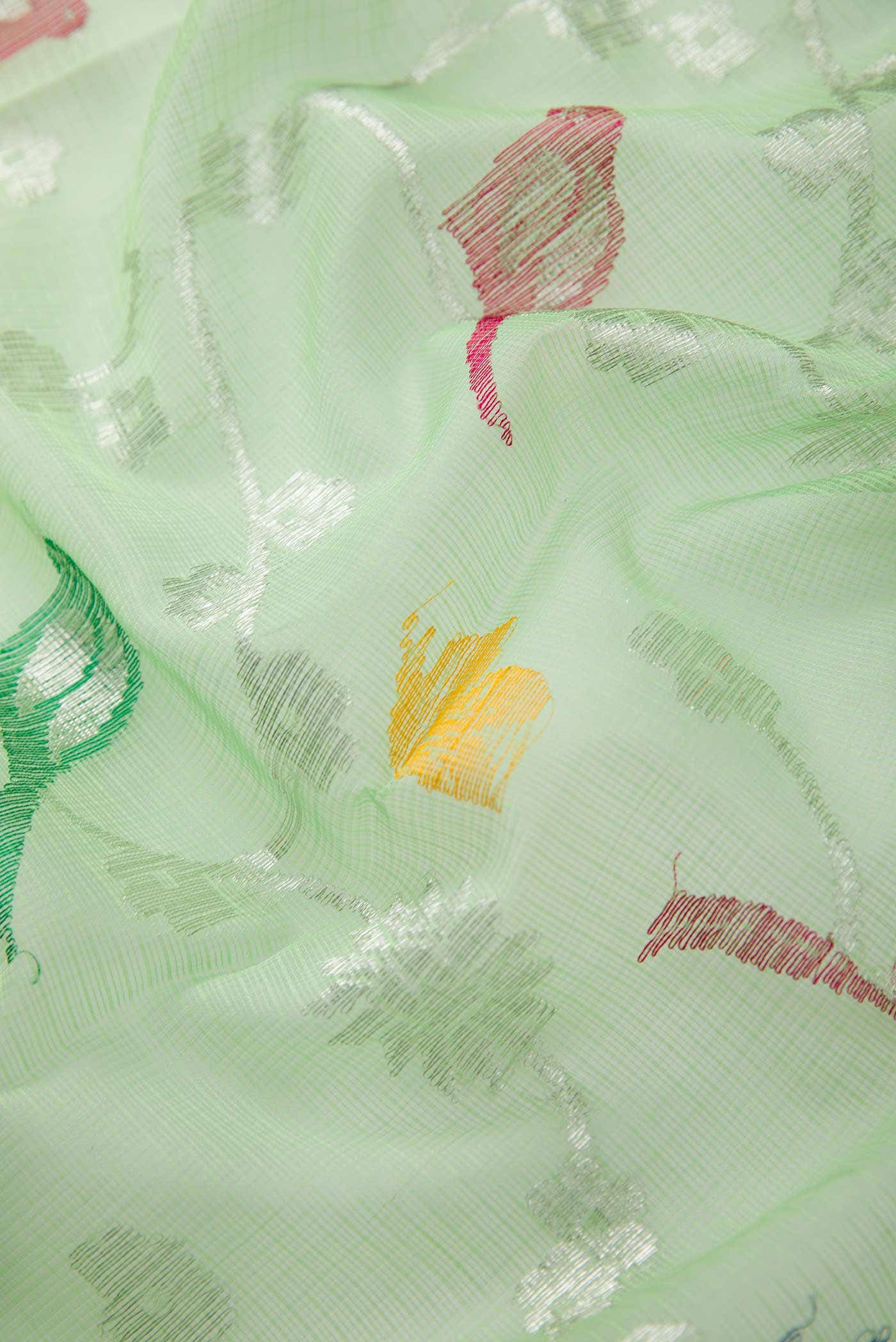 Pista Green Kota Silk Saree - Image 3