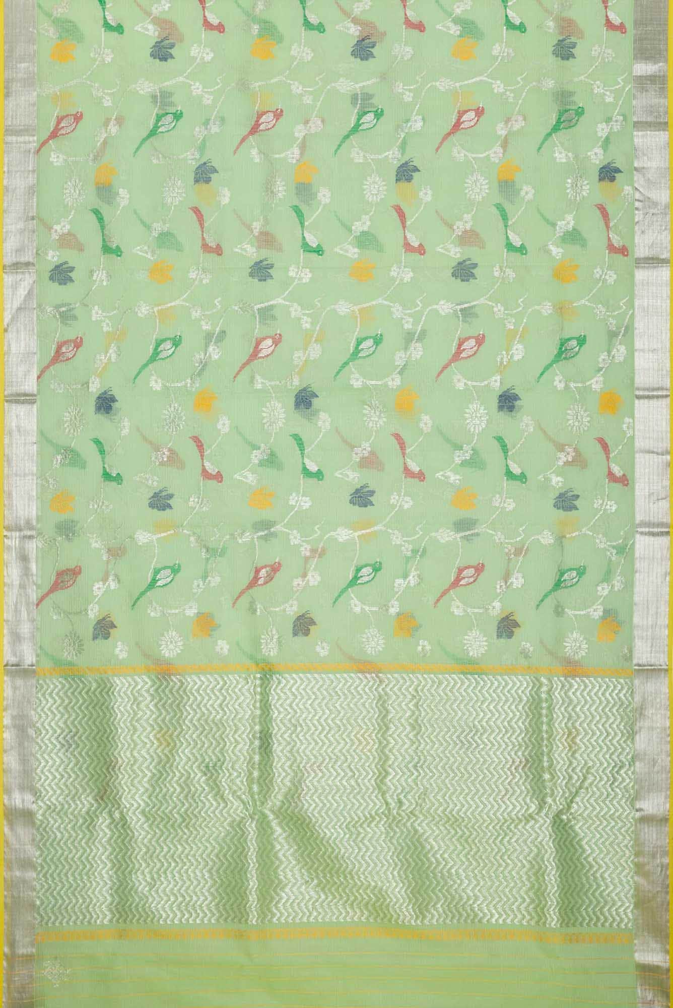 Pista Green Kota Silk Saree - Image 4