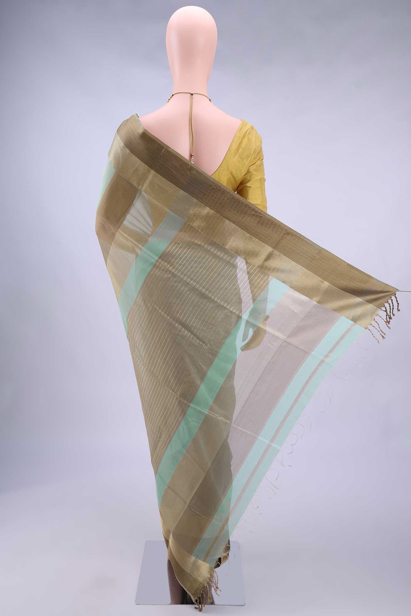 Pista Green Maheshwari Silk Saree - Image 2