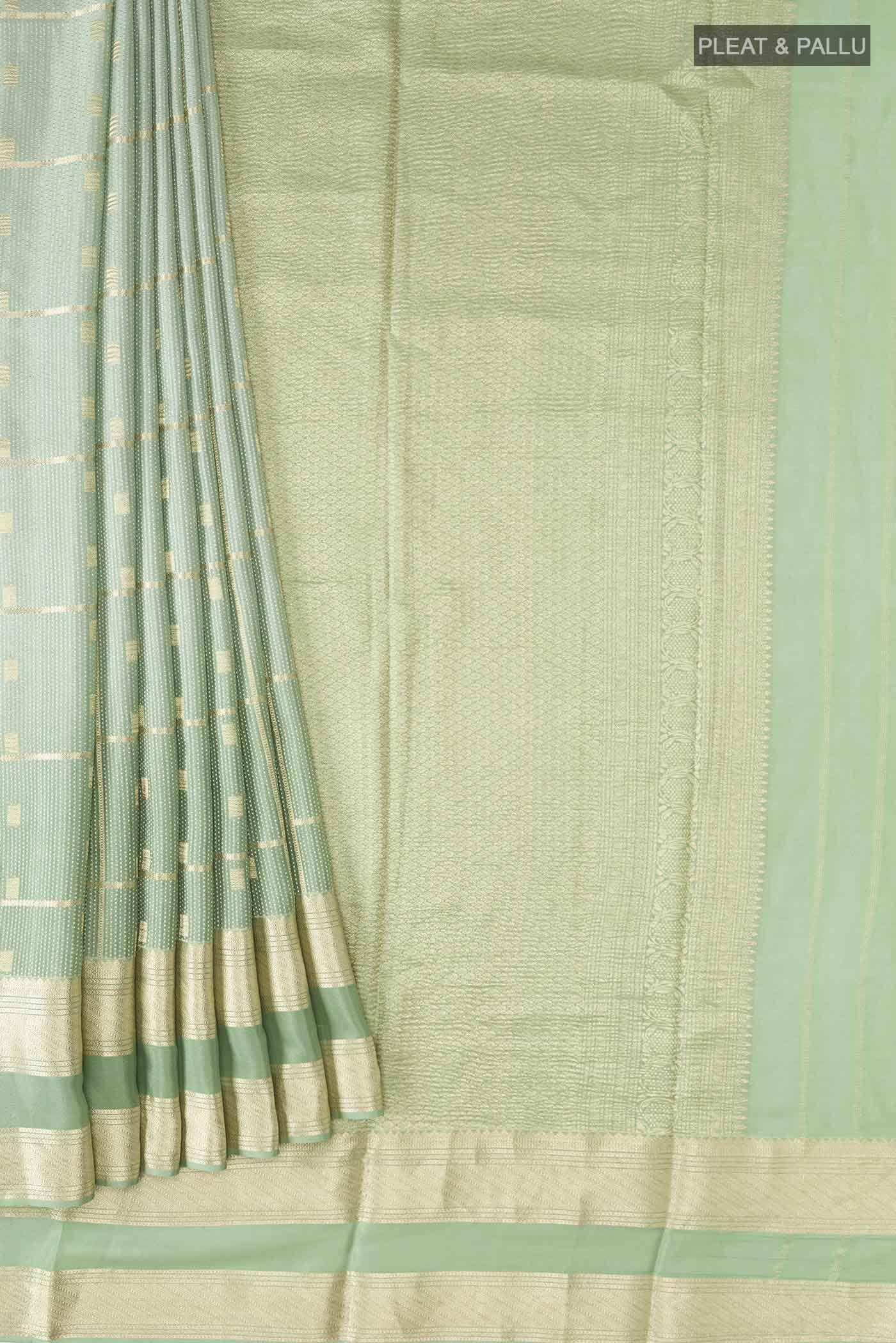Pista Green Mysore Crepe Saree - Image 2