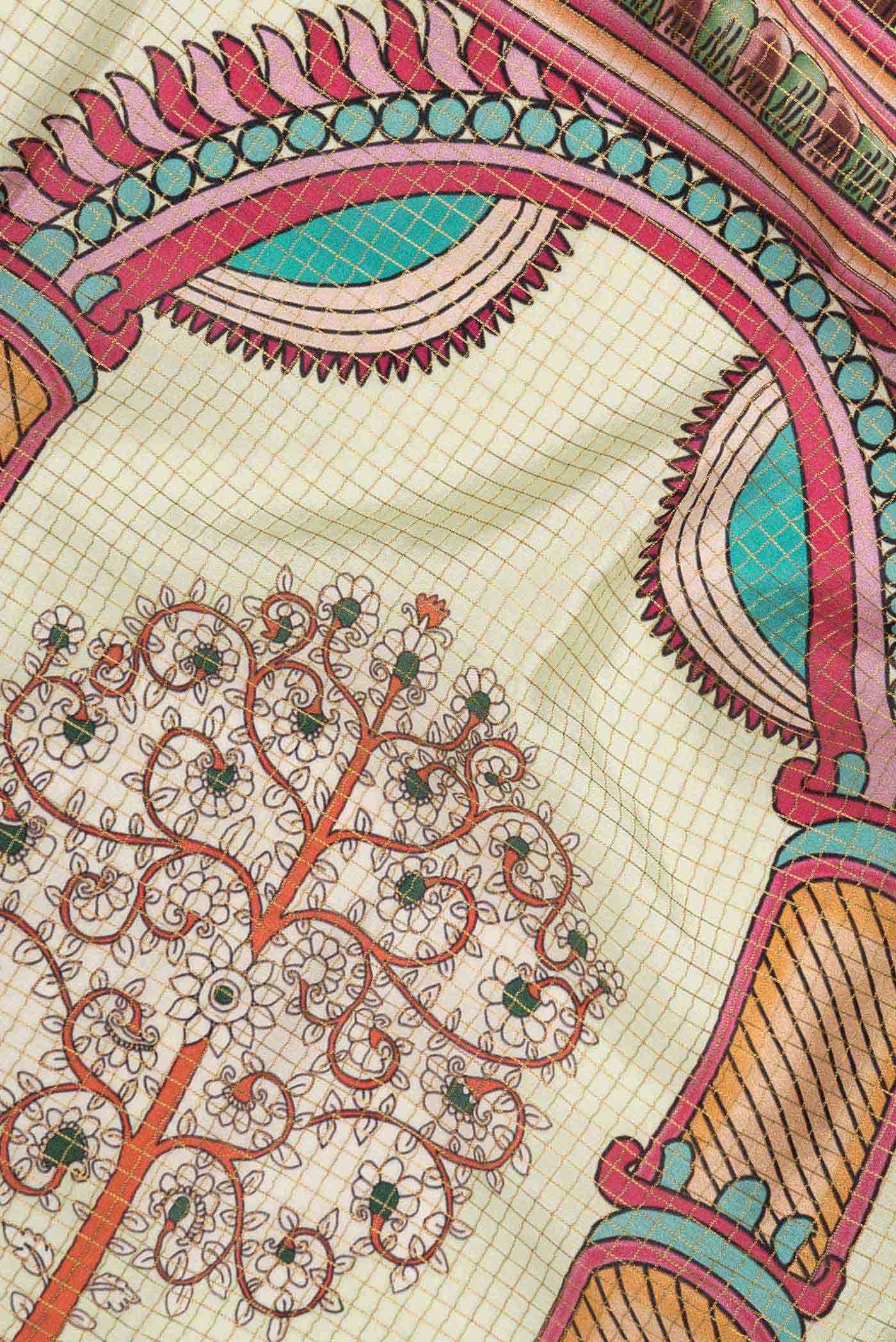 Pista Green Mysore Crepe Saree - Image 2