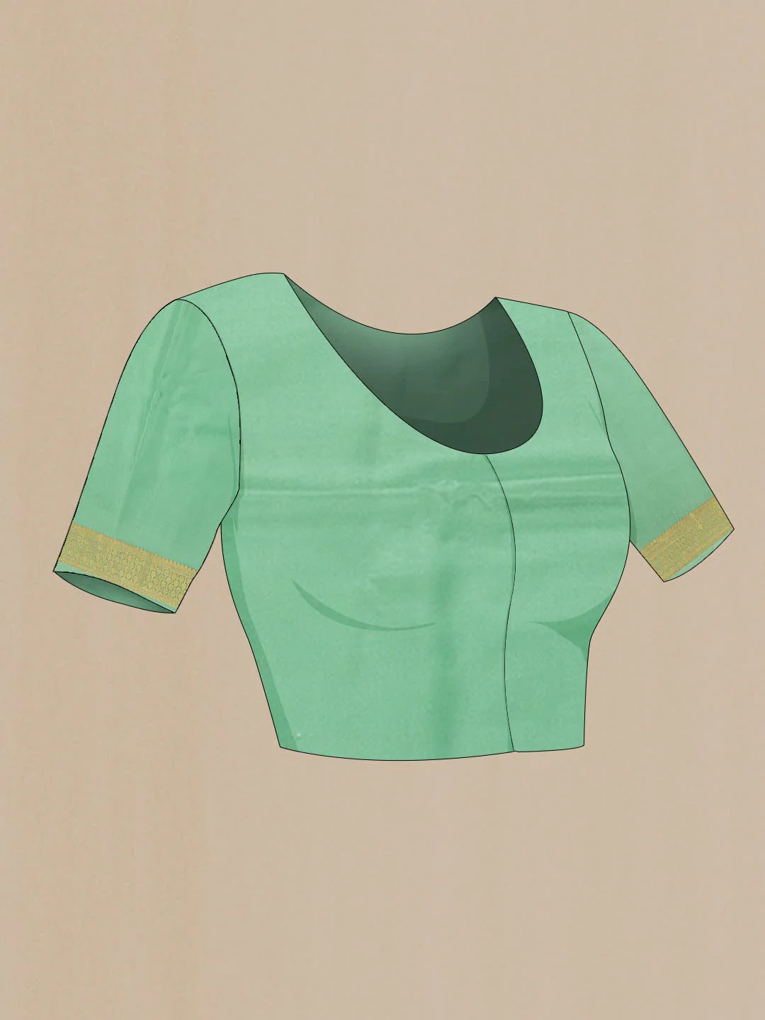 Pista Green Mysore Crepe Saree - Image 4