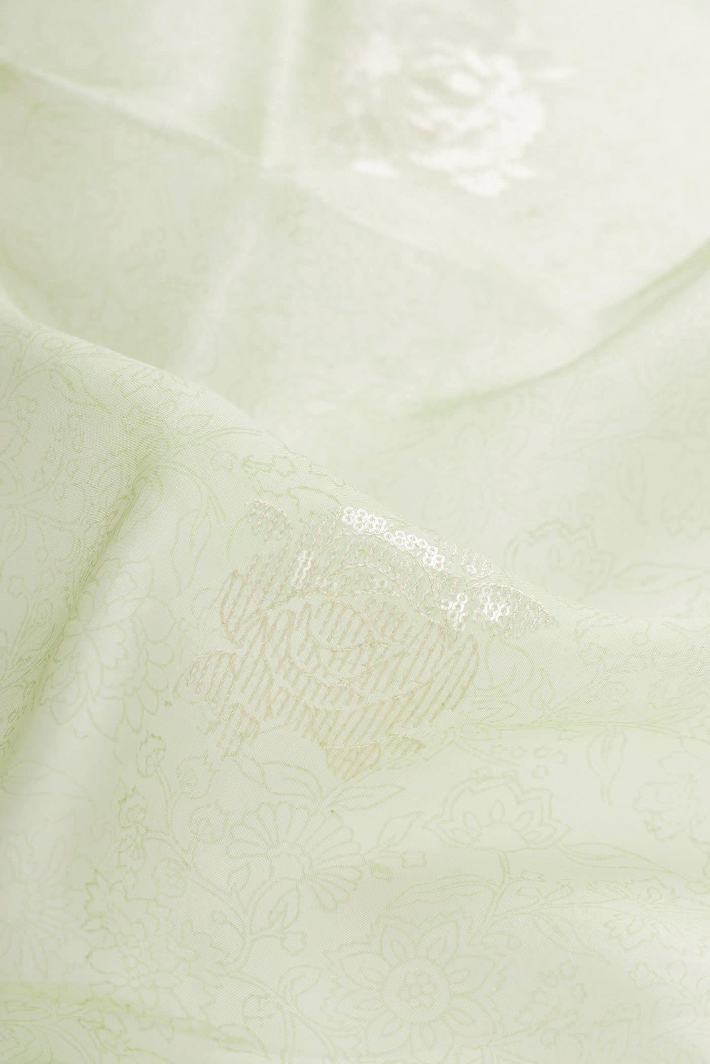 Pista Green Organza Silk Saree - Image 3