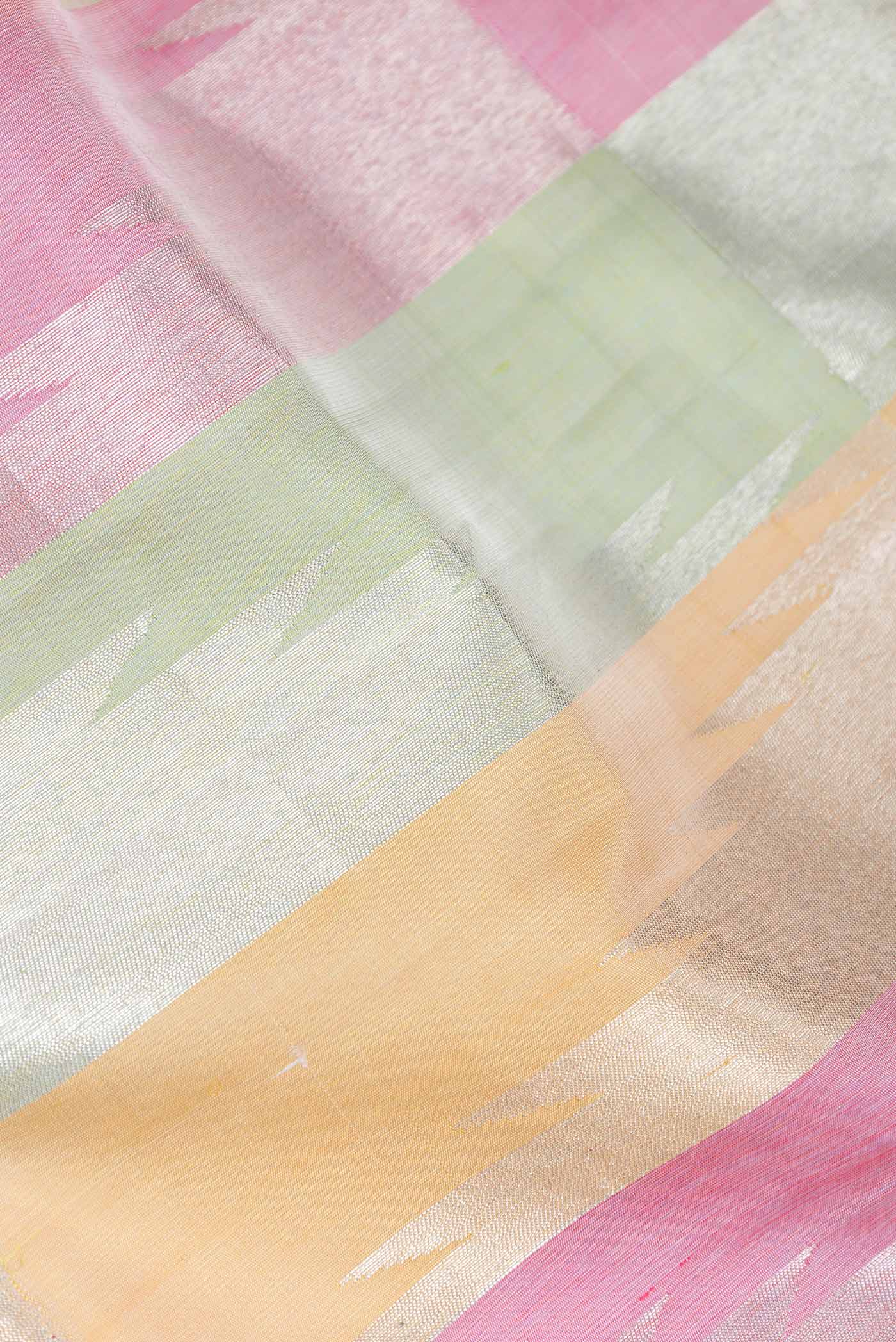 Pista Green,Pink and Sandal Color Kanjivaram Silk Saree - Image 2