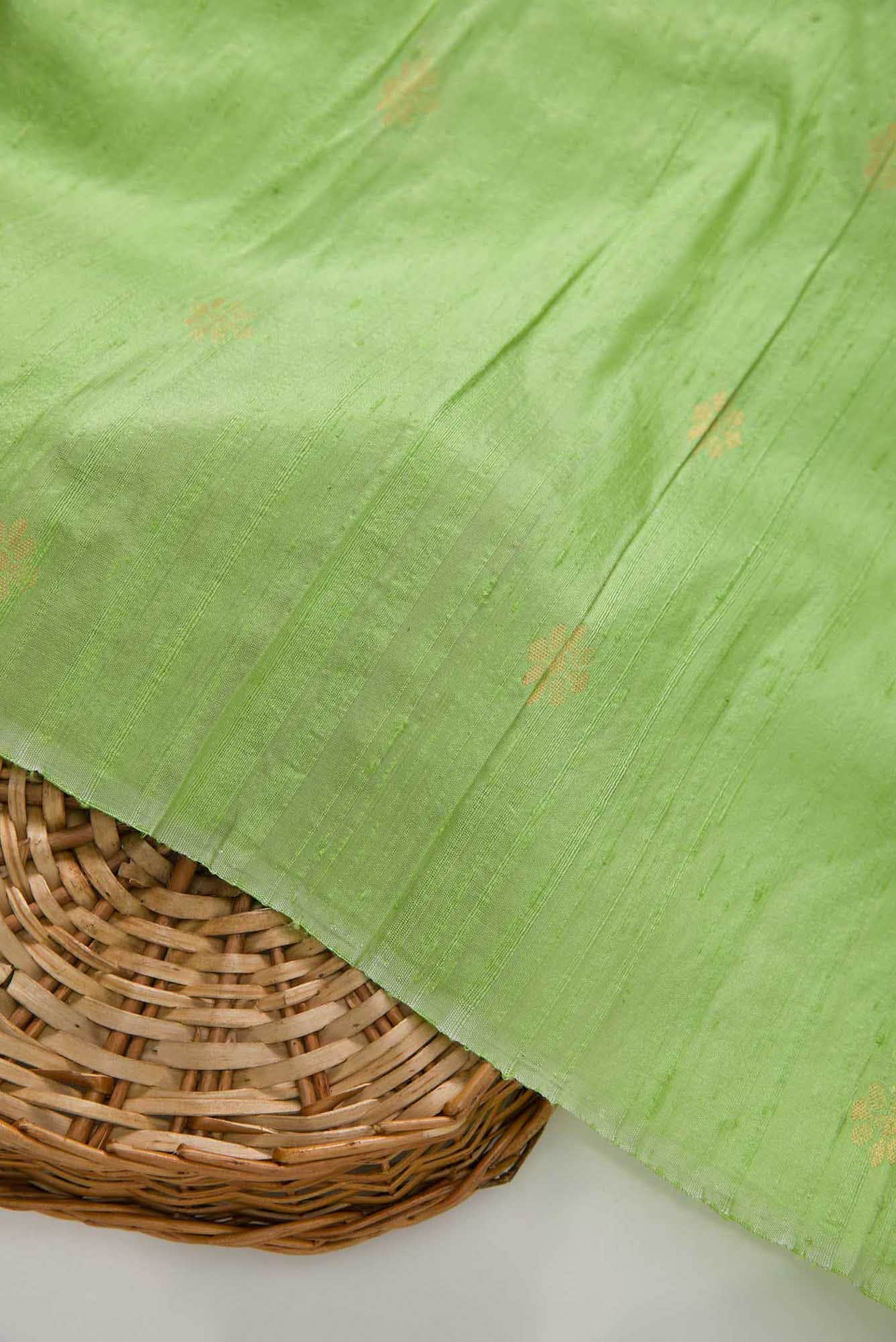 Pista Green Raw Silk Dress Material - Image 3