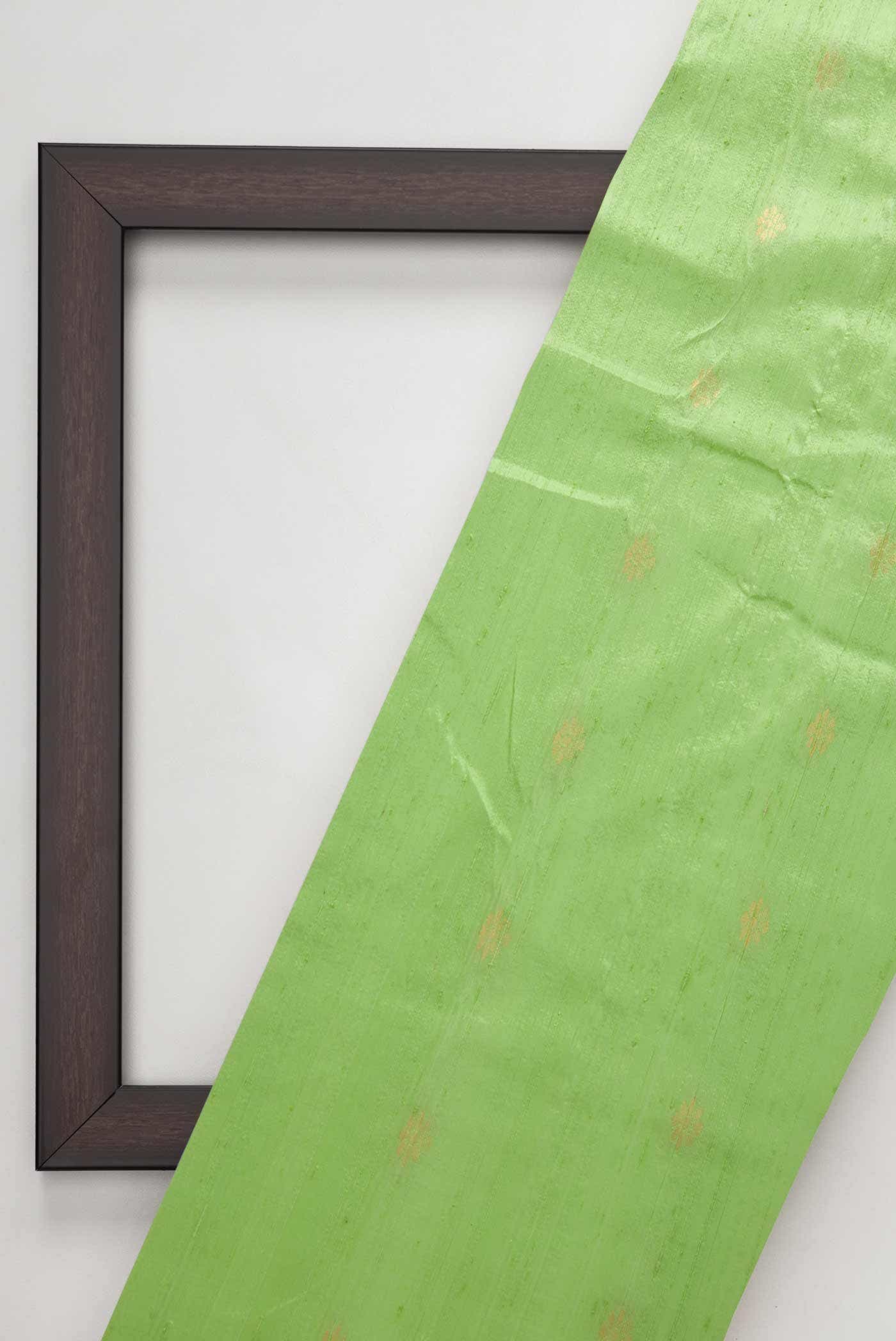 Pista Green Raw Silk Dress Material - Image 4