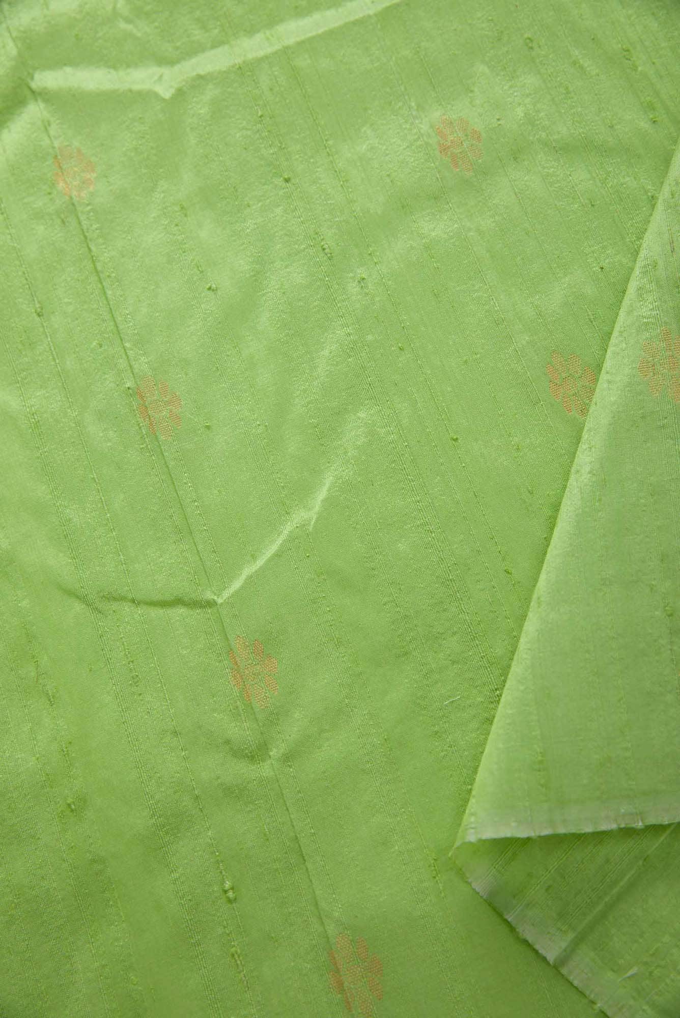 Pista Green Raw Silk Dress Material - Image 6