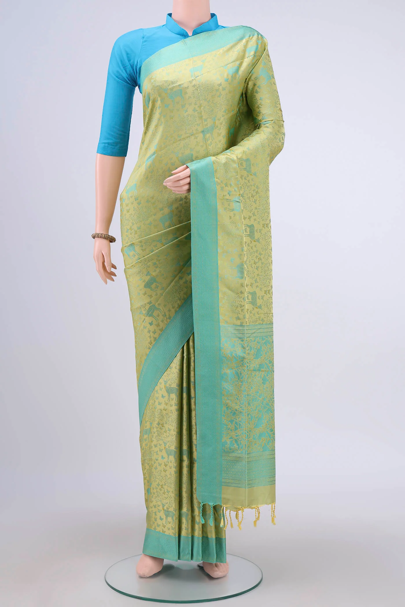 Pista Green Soft Silk Saree
