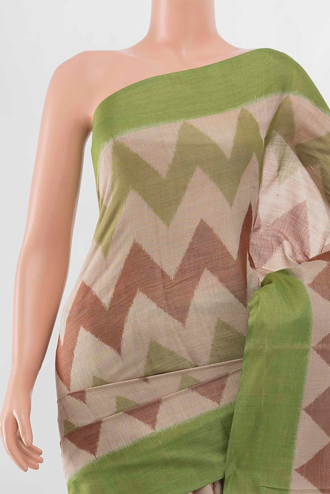 Pista Green Tussar Silk Saree - Image 2