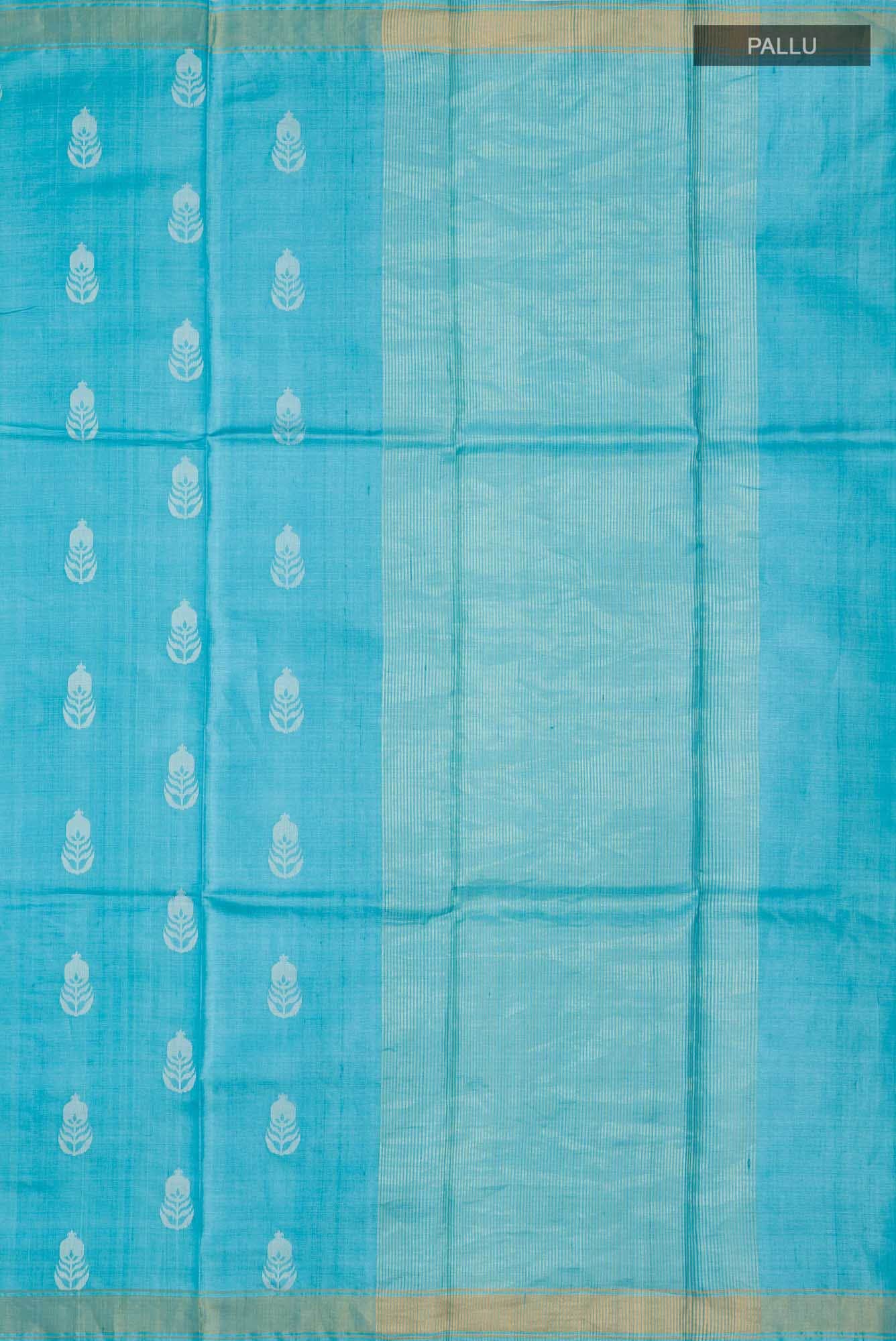 Pomegrante Poetry-Blue Bhagalpuri Tussar Silk Saree - Image 5