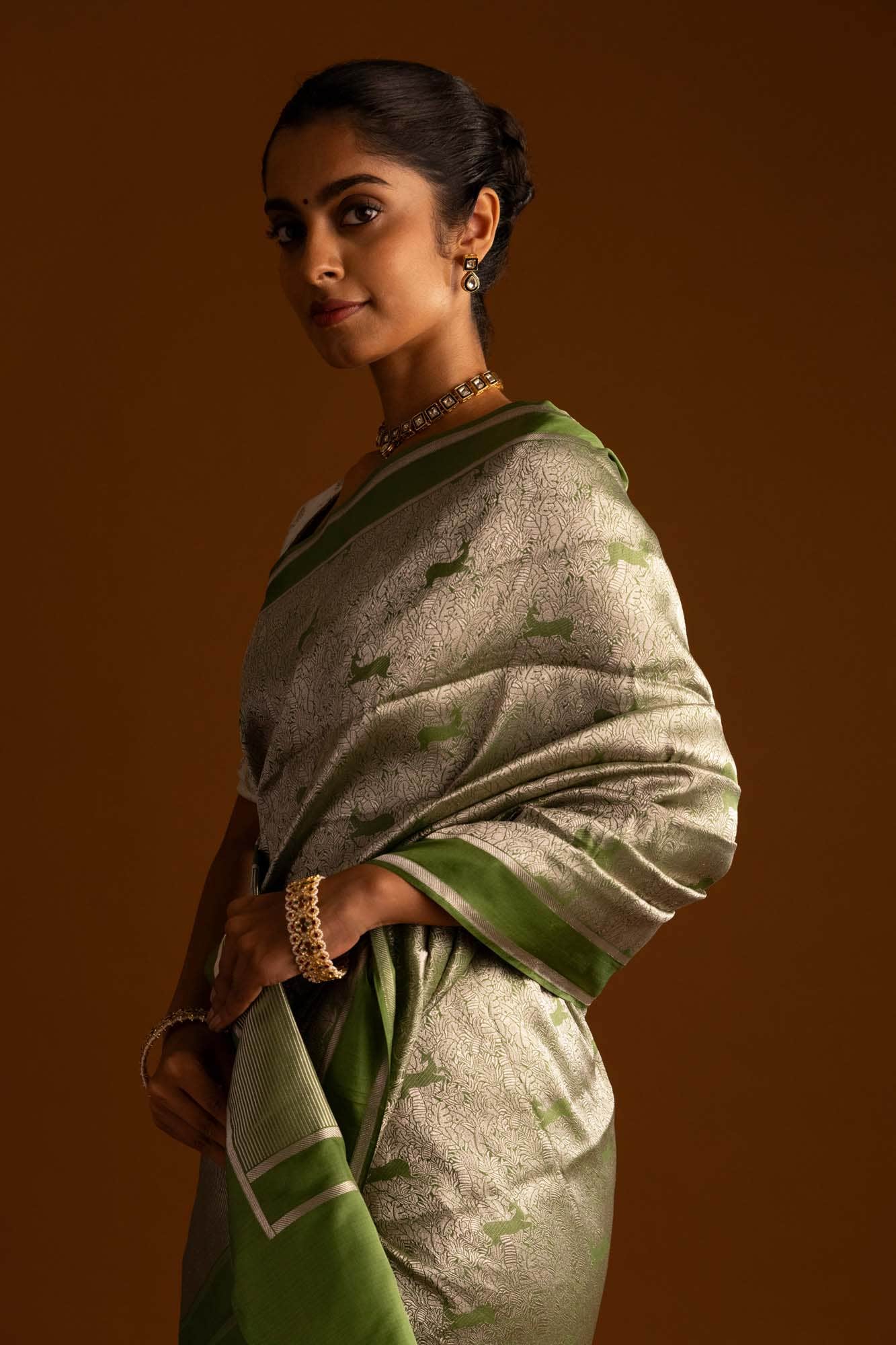 Prance-Green Banarasi Silk Saree - Image 2