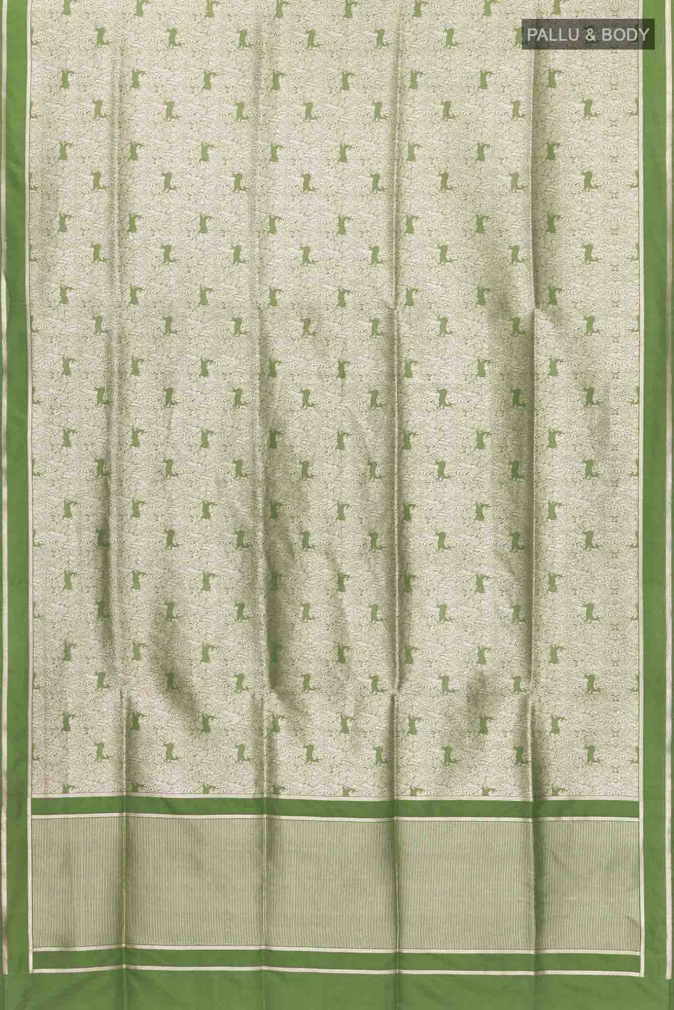 Prance-Green Banarasi Silk Saree - Image 7