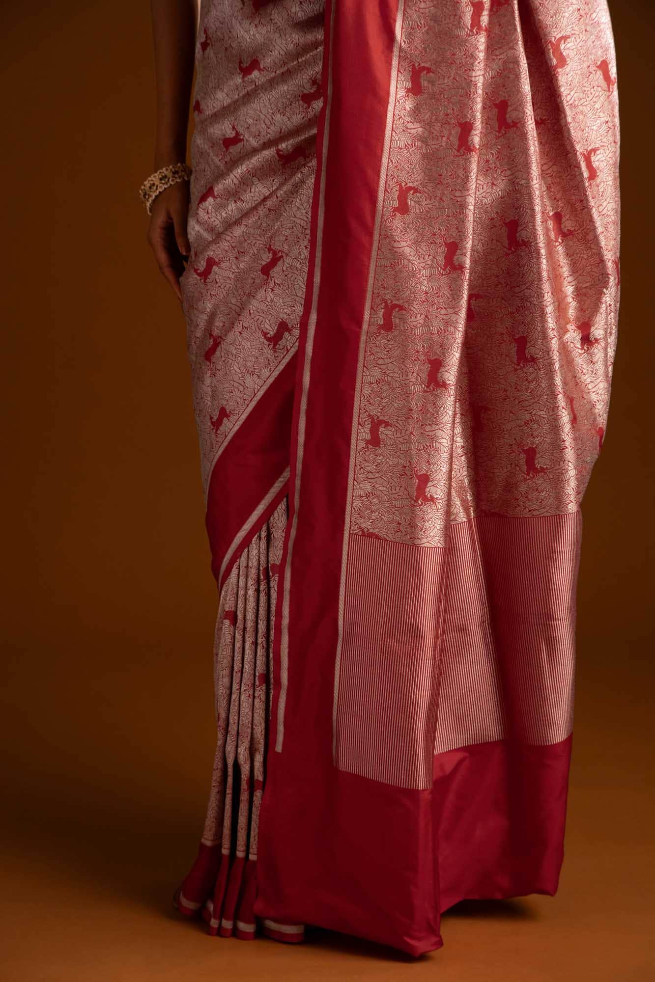 Prance-Red Banarasi Silk Saree - Image 4