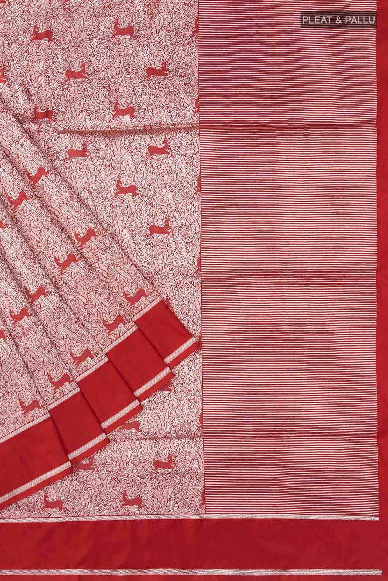 Prance-Red Banarasi Silk Saree - Image 7