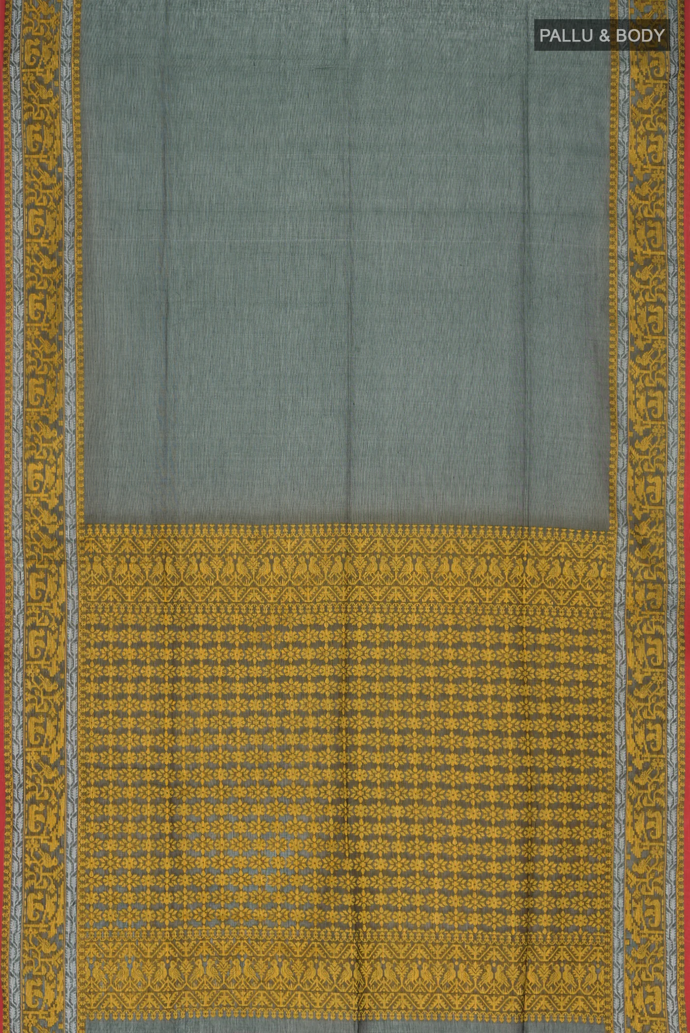 Priyambada-Bottle Green Bengal Cotton Saree - Image 2