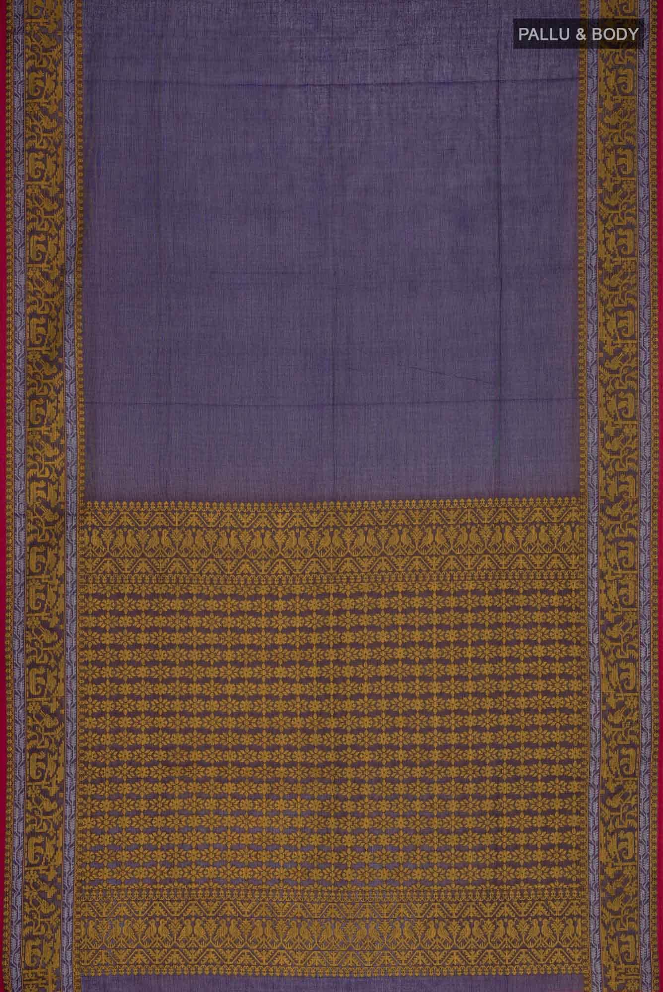 Priyambada-Navy Blue Bengal Cotton Saree - Image 4