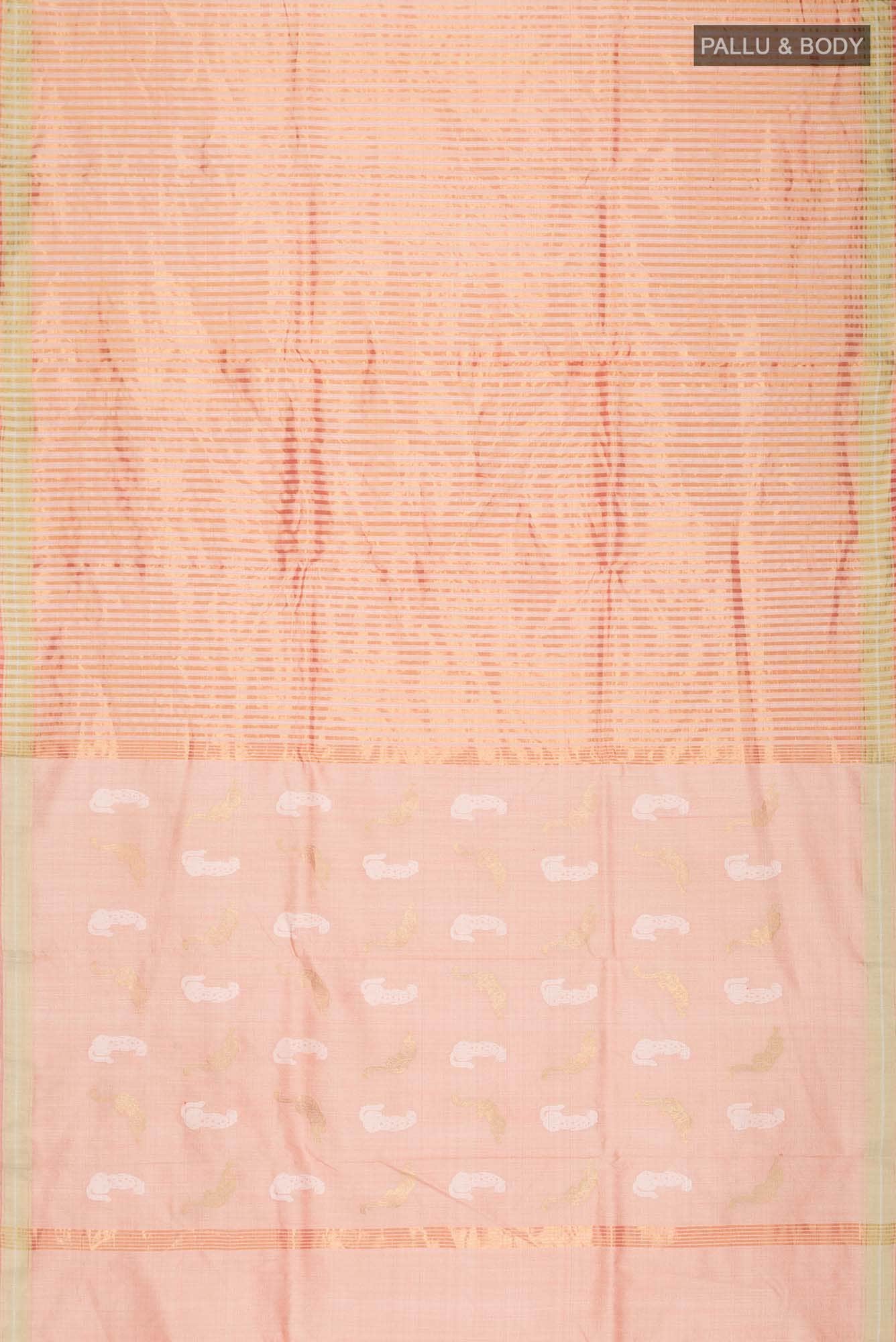 Prowl and Prance-Peach Tussar Silk Saree - Image 11