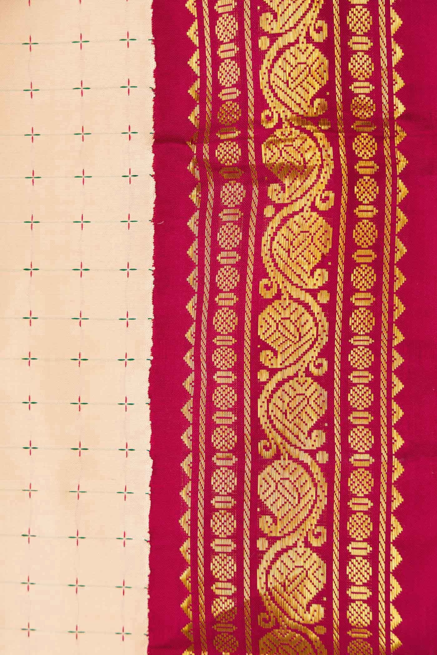 Pure Silk Pure Zari Beige Dual Tone Kanjivaram Saree - Image 3