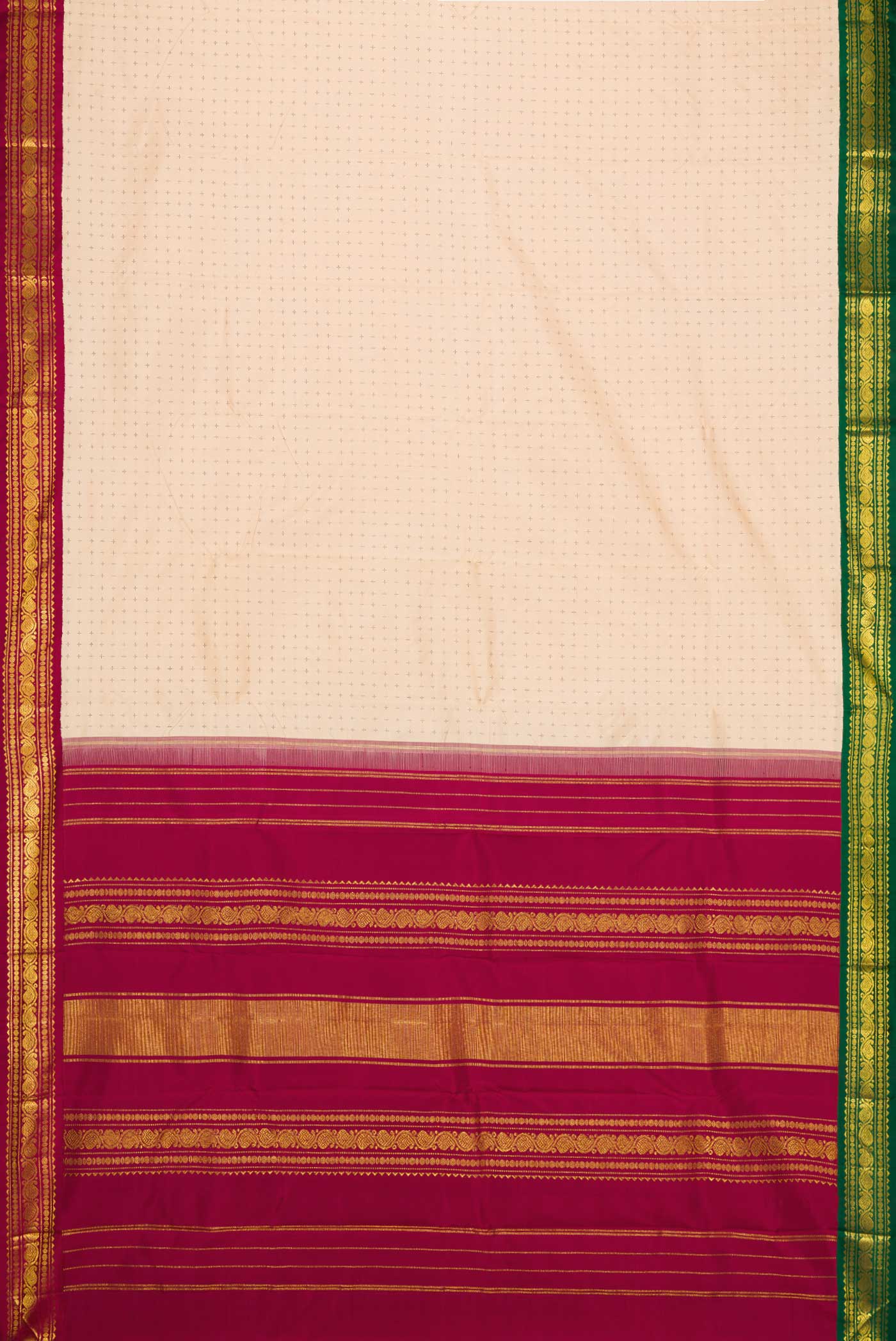 Pure Silk Pure Zari Beige Dual Tone Kanjivaram Saree - Image 6