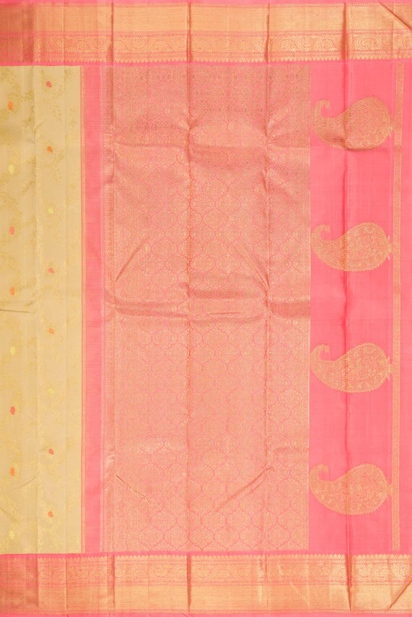 Pure Silk Pure Zari Beige Dual Tone Kanjivaram Saree - Image 7