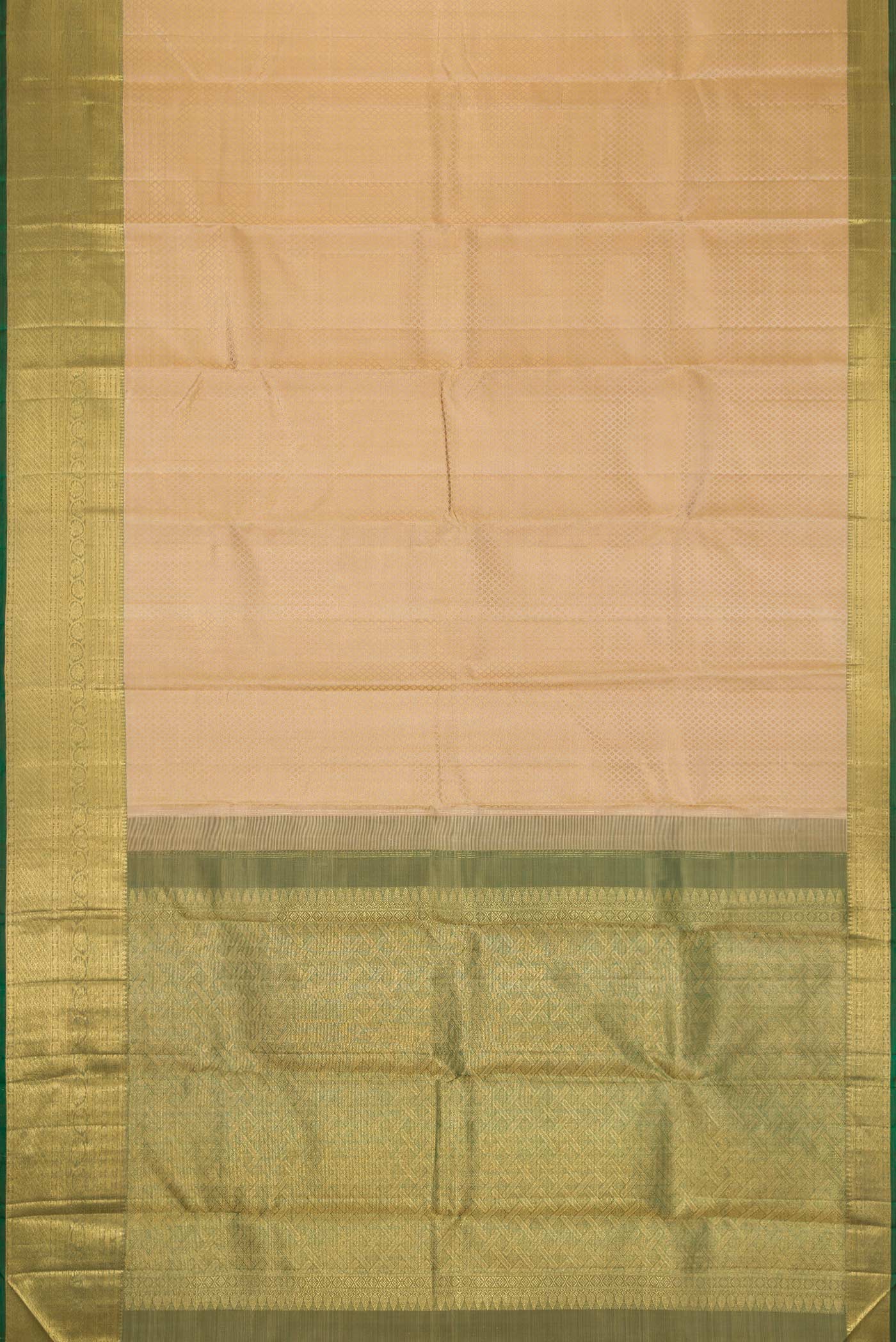 Pure Silk Pure Zari Beige Dual Tone Kanchipuram Saree - Image 6