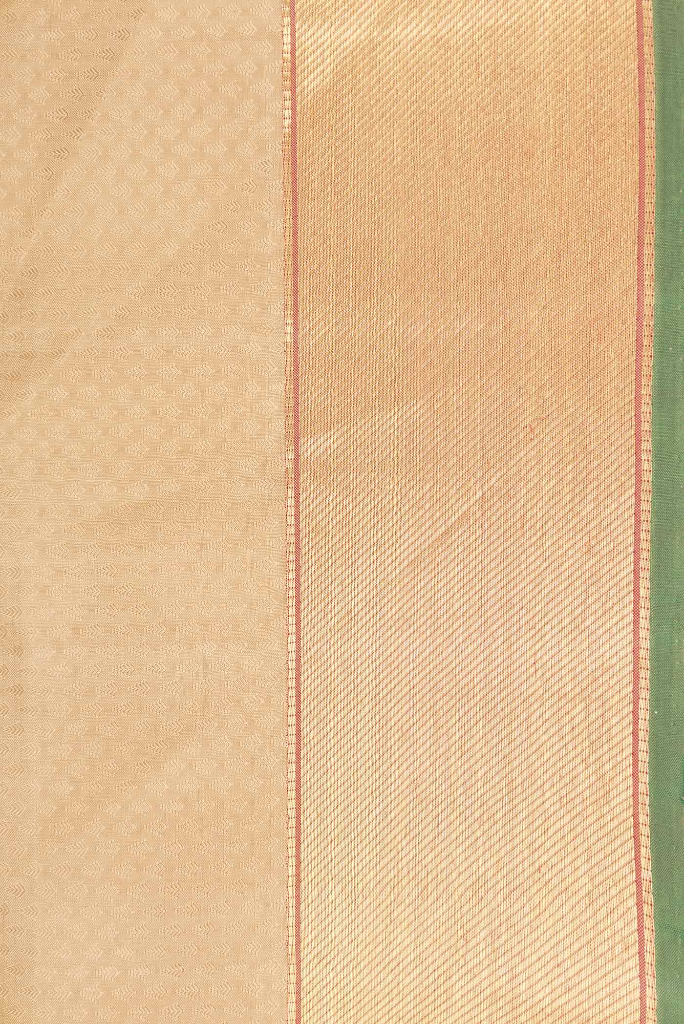 Pure Silk Pure Zari Beige Dual Tone Kanchipuram Saree - Image 3