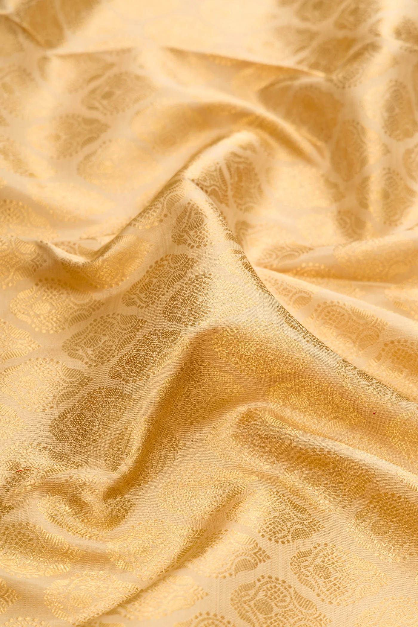 Pure Silk Pure Zari Beige Kanjivaram Saree - Image 2