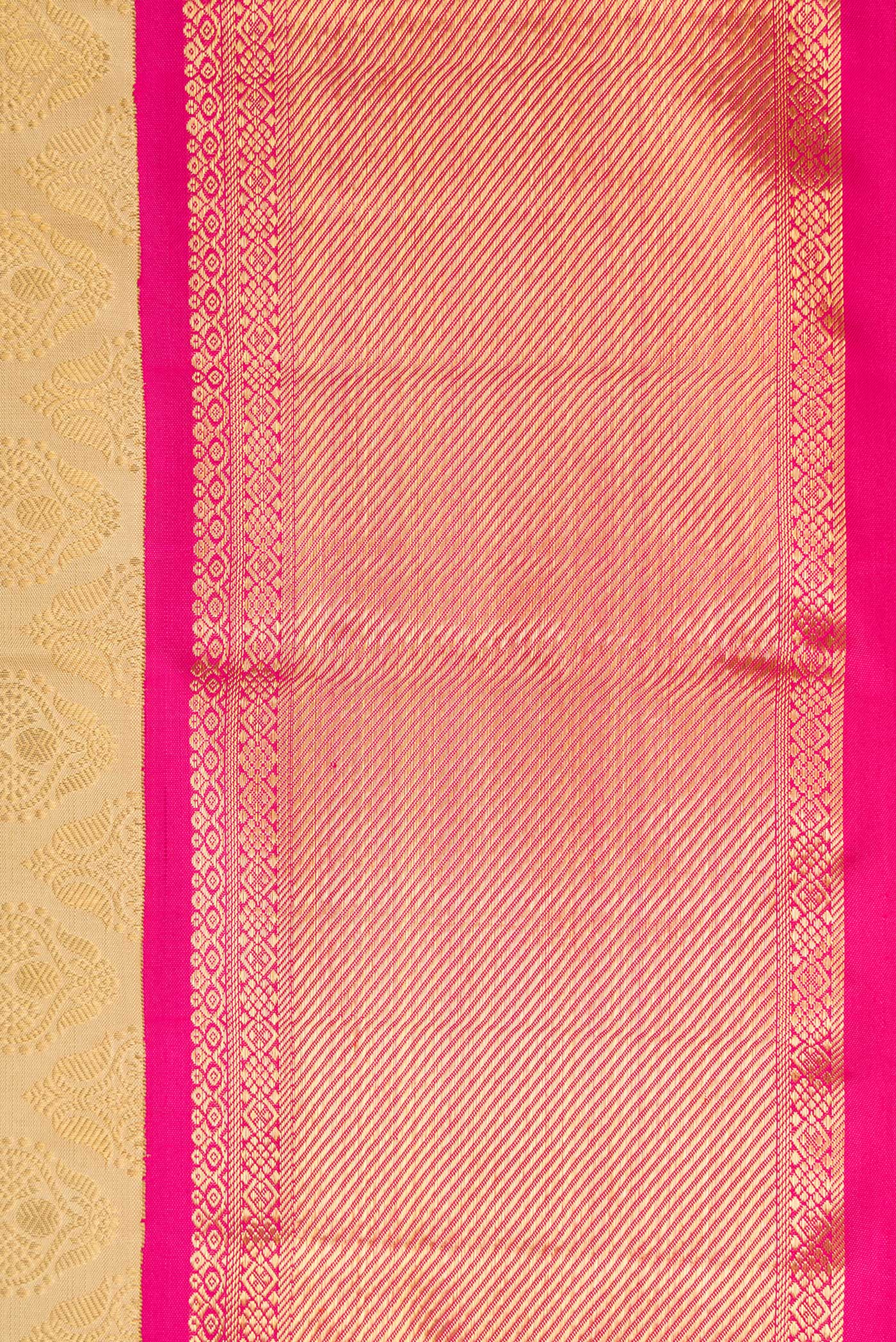 Pure Silk Pure Zari Beige Kanjivaram Saree - Image 3