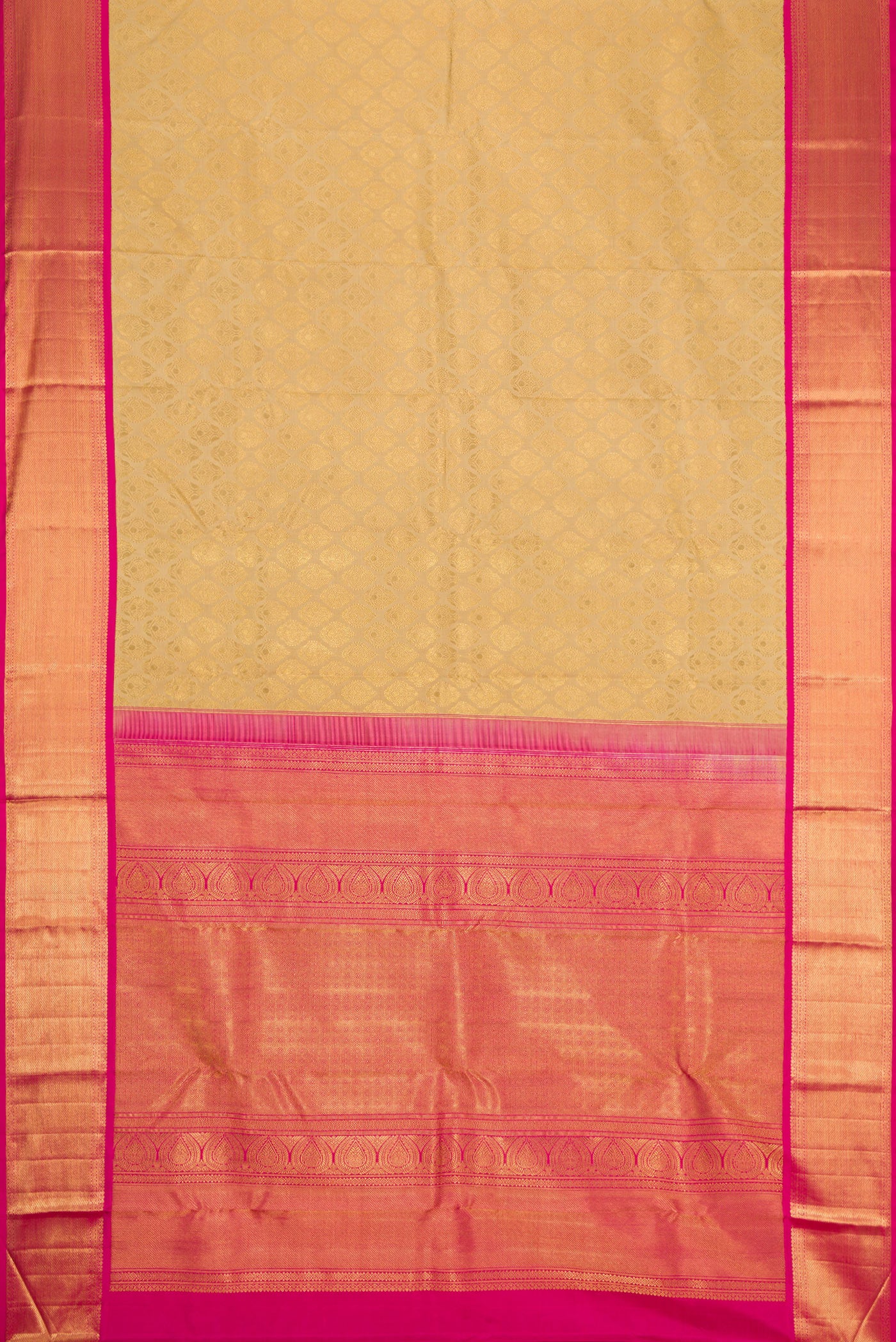 Pure Silk Pure Zari Beige Kanjivaram Saree - Image 6