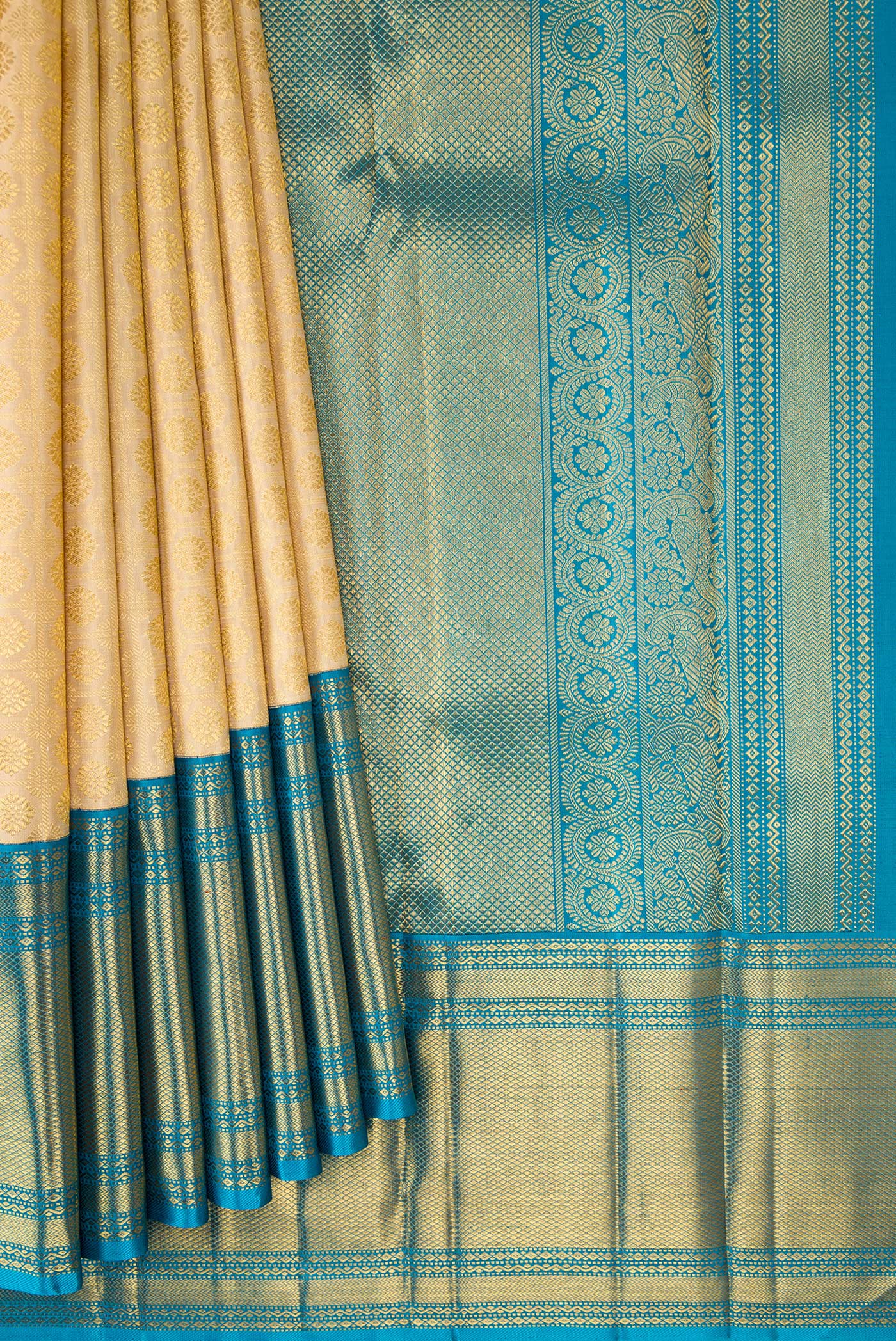 Pure Silk Pure Zari Sandal Kanjivaram Saree - Image 4