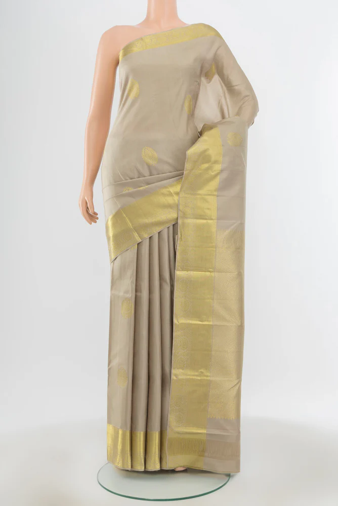 Beige Kanchipuram Silk Saree
