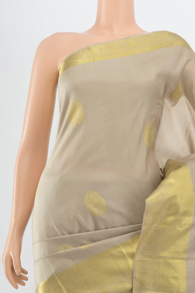 Beige Kanchipuram Silk Saree - Image 2